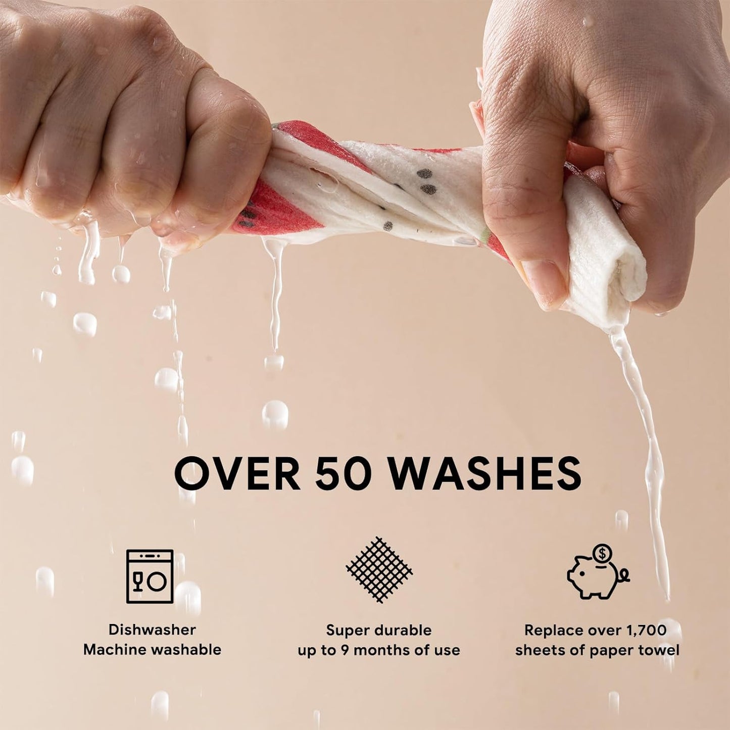 RECYCO Swedish Dishcloths for Kitchen | 6 Pack Tropical Fruit Washable Dish Rags | Cellulose Reusable Cleaning Paper Towels | Absorbent Counter Dish Cloth Sponge Kitchen Wipes, 8" L x 7" W