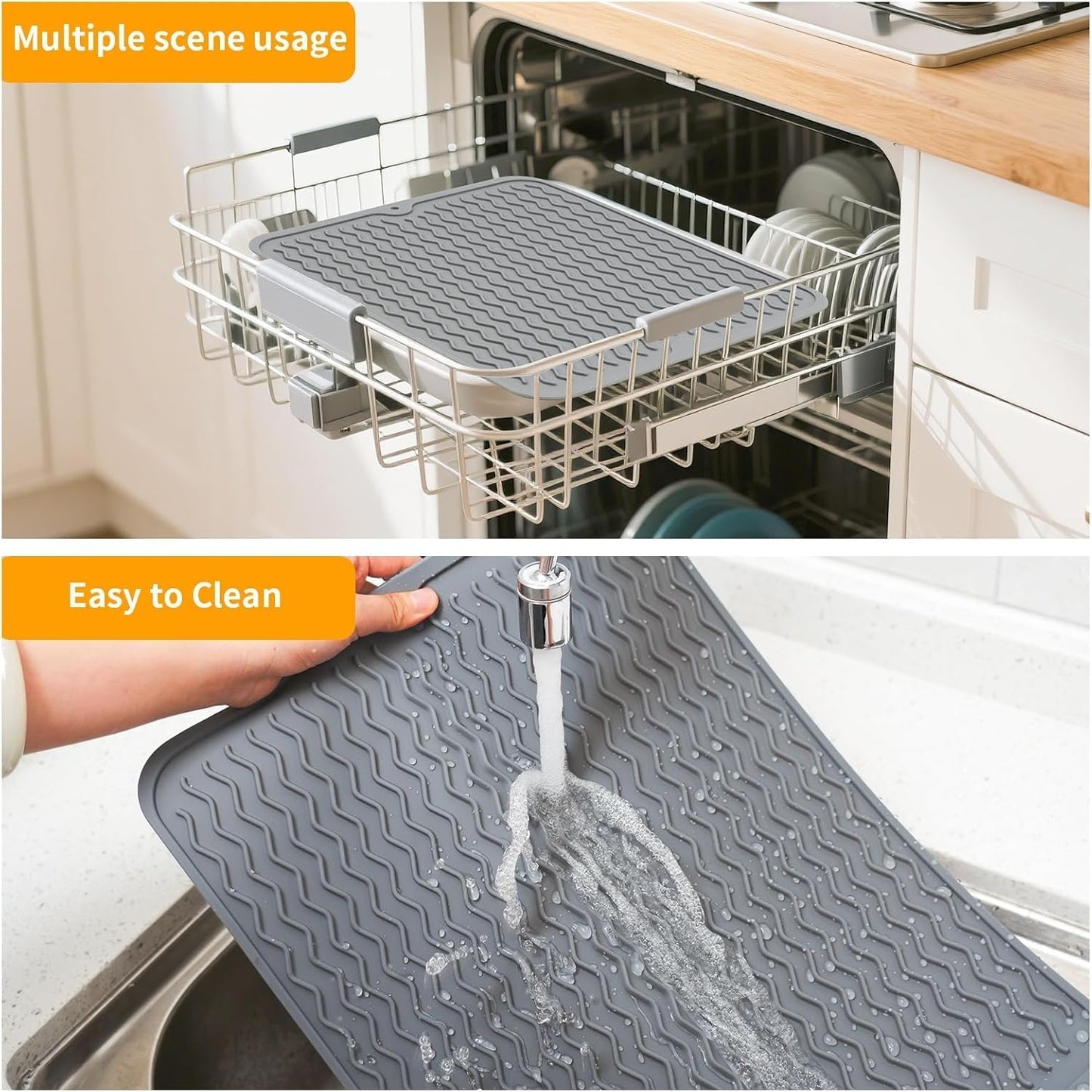 Blackstone Griddle Accessories Silicone Grill Side Shelf Tool Mat, Outdoor BBQ Spatula Mat, with Drip Pad Kitchen Countertop Heat Resistant Mat (Grey)