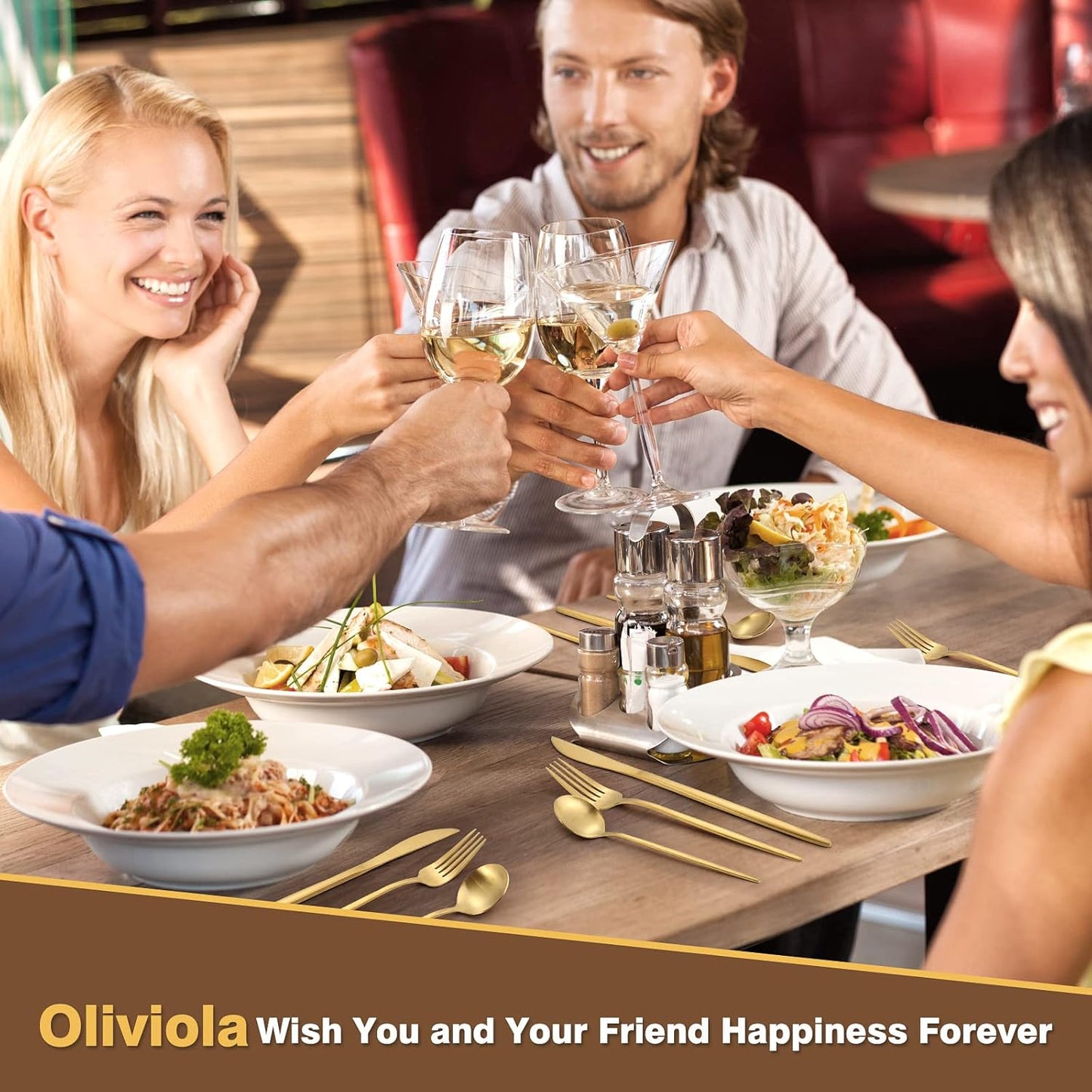 40 Pieces Silverware Set，Matte Gold Stainless Steel Flatware Cutlery Set Service for 8, Stain Finish Kitchen Utensil Set，Include Dinner Knives Forks and Spoons Silverware, Dishwasher Safe