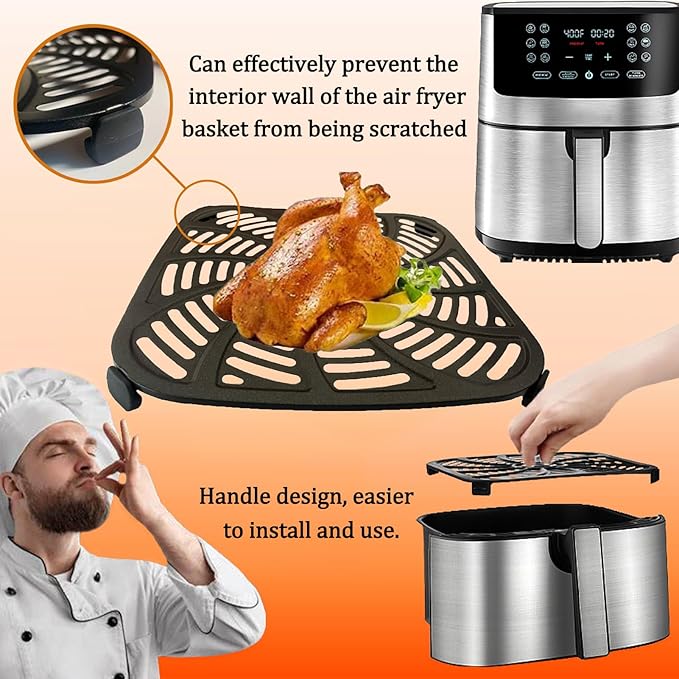 8QT Air Fryer Grill Plate for Gourmia GAF838 Digital Air Fryers, Upgraded Double Layer Nonstick Coating Air Fryer Grill Pan Crisper Tray Grate for Gourmia 8QT Air Fryer, Dishwasher Safe