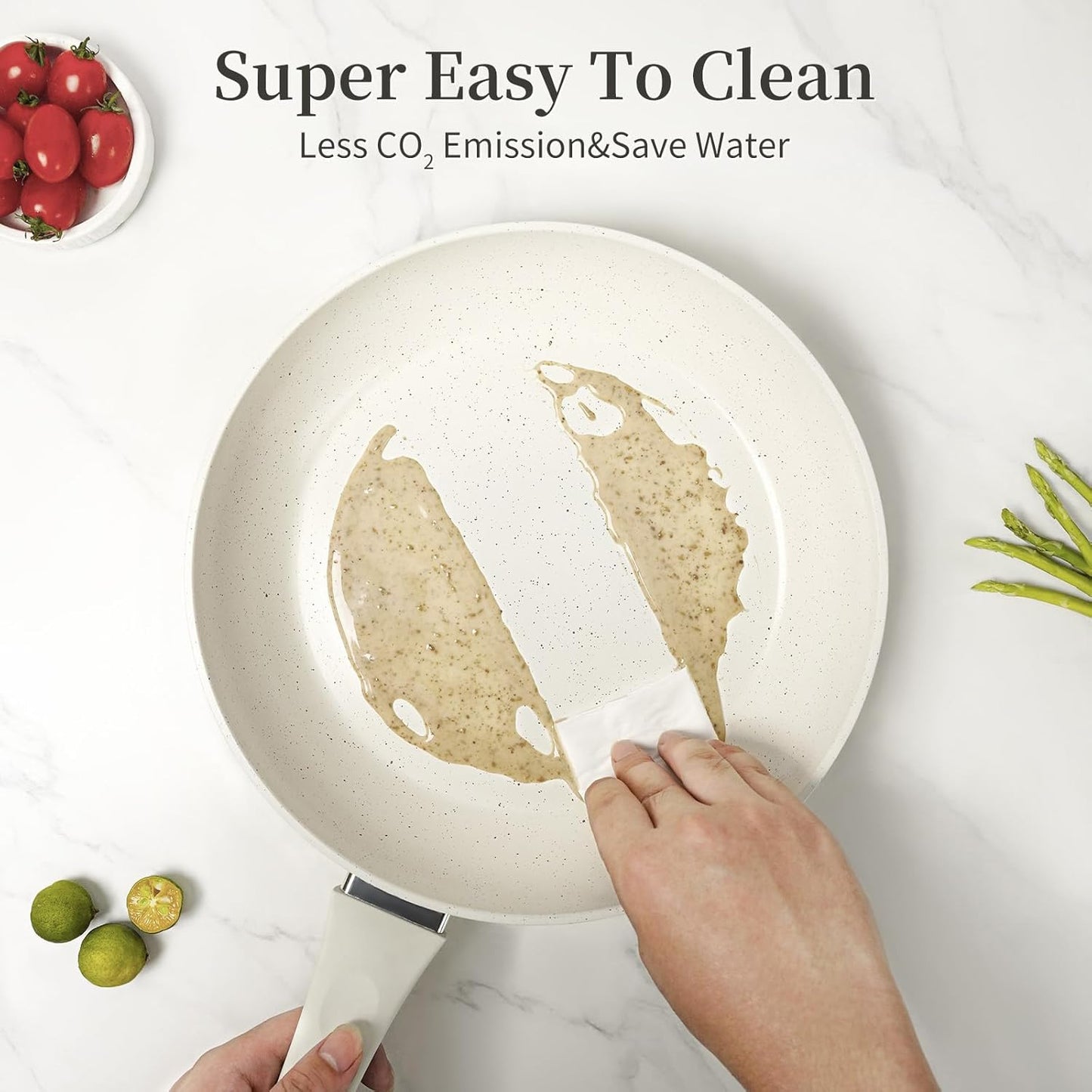 Ceramic Non Stick Frying Pan - Non Stick Skillet Frying Pans, Safe&No Toxic Egg Omelette Frying Pan, Large Nonstick Cookware Chef's Pan, Induction Compatible, PFOA&PFAS Free(11inch, White)