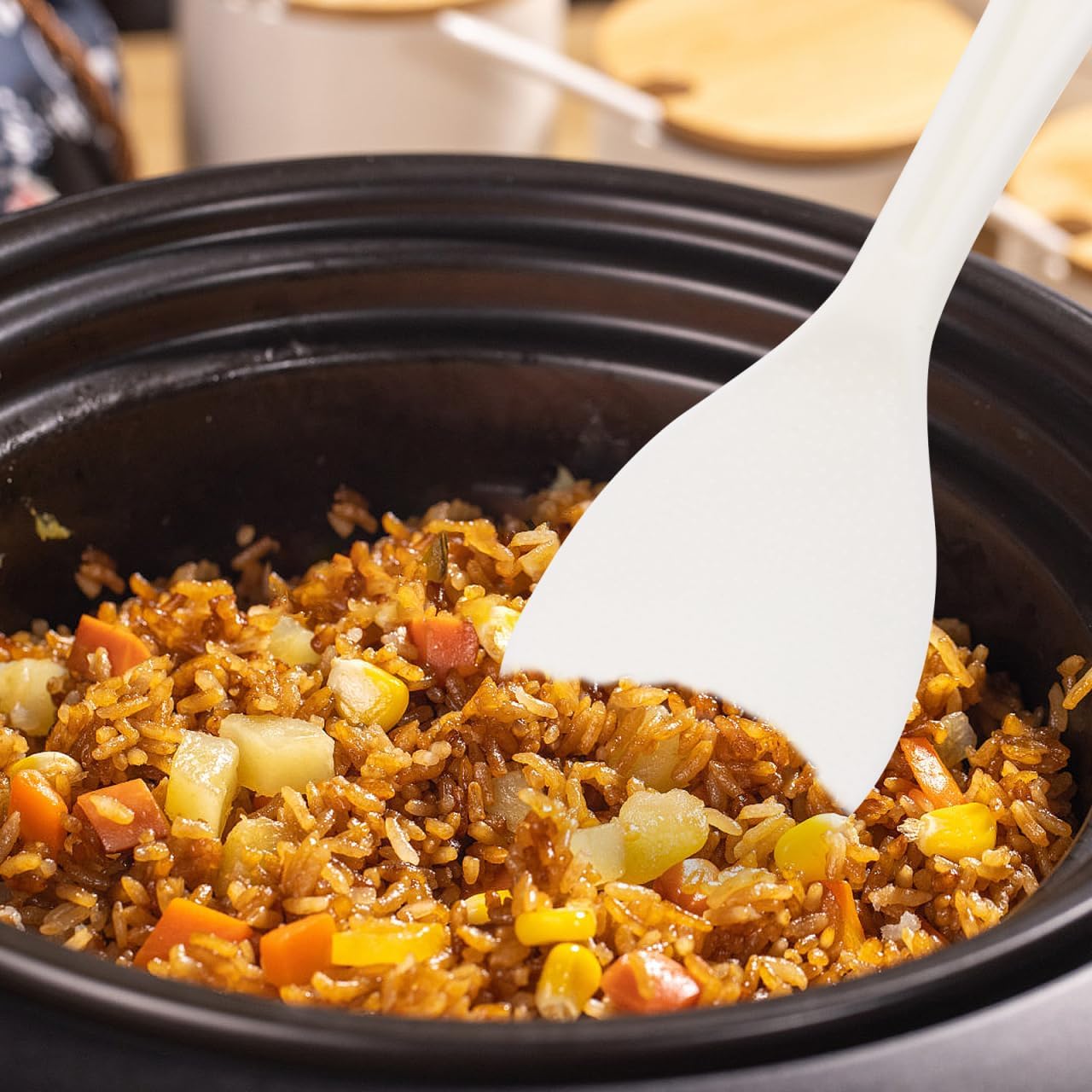 PRETYZOOM Rice Paddle Soup Spoon Reusable Rice Spoon Kitchen Rice Paddle Safe Rice Scooper Easy Storage for Family