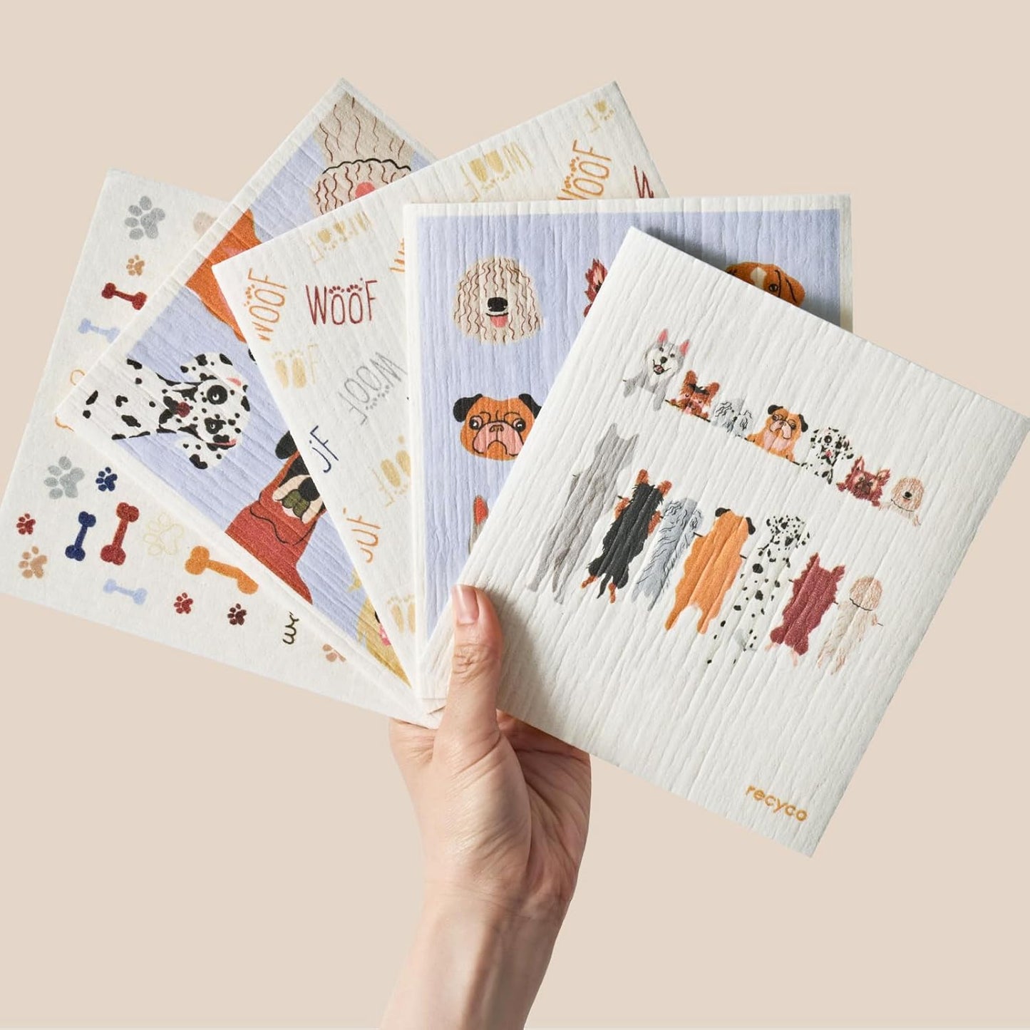 RECYCO Swedish Dishcloths for Kitchen | 5 Pack Pale Blue Washable Dish Rags | Cellulose Reusable Cleaning Paper Towels | Absorbent Counter Dish Cloth Sponge Kitchen Wipes, 8" L x 7" W