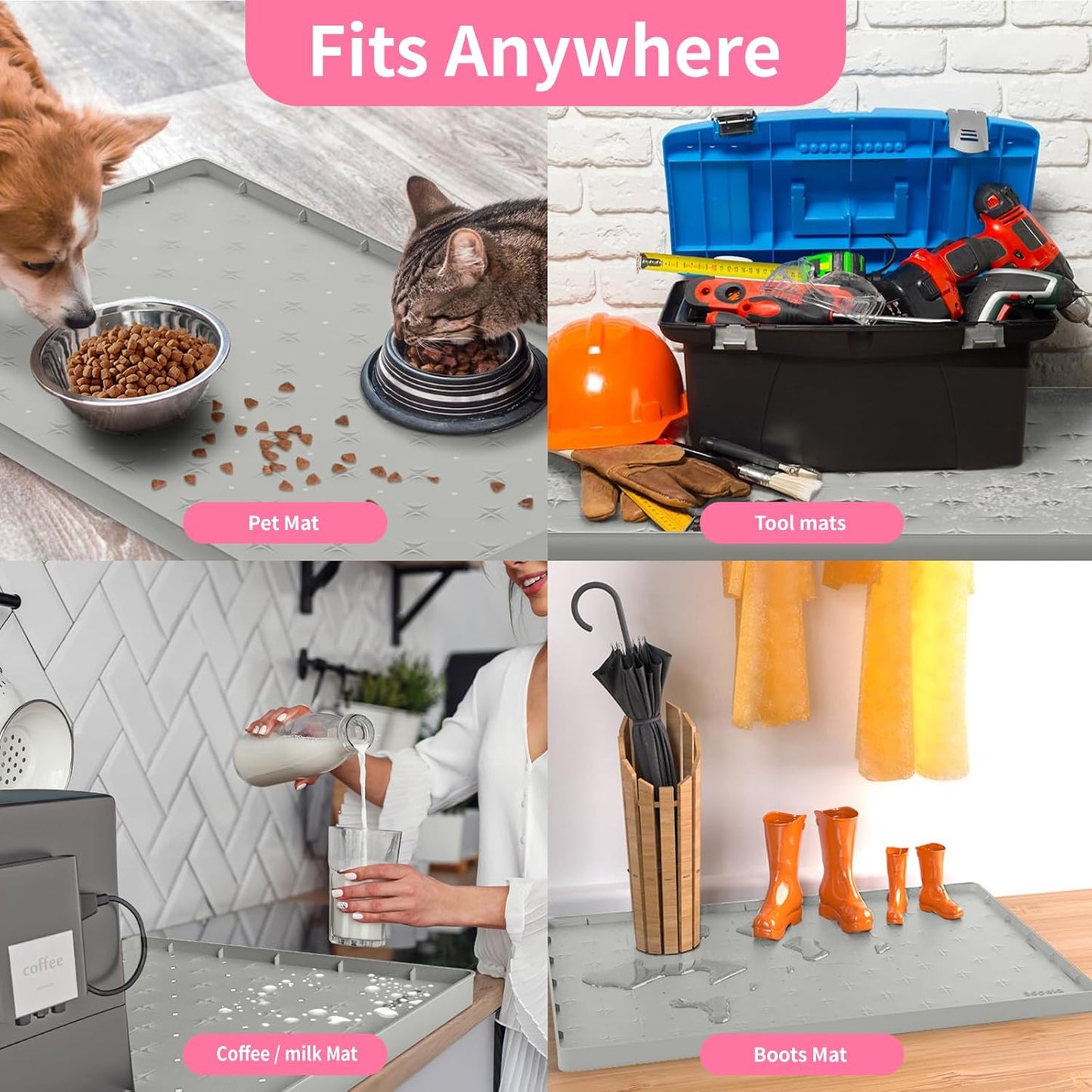 Sdpeia Under Sink Mat for [19" x 19"] Cabinet, Upgraded Silicone Waterproof Mat Kitchen Cabinet Liner Cabinet Protector Kitchen Organizers and Storage