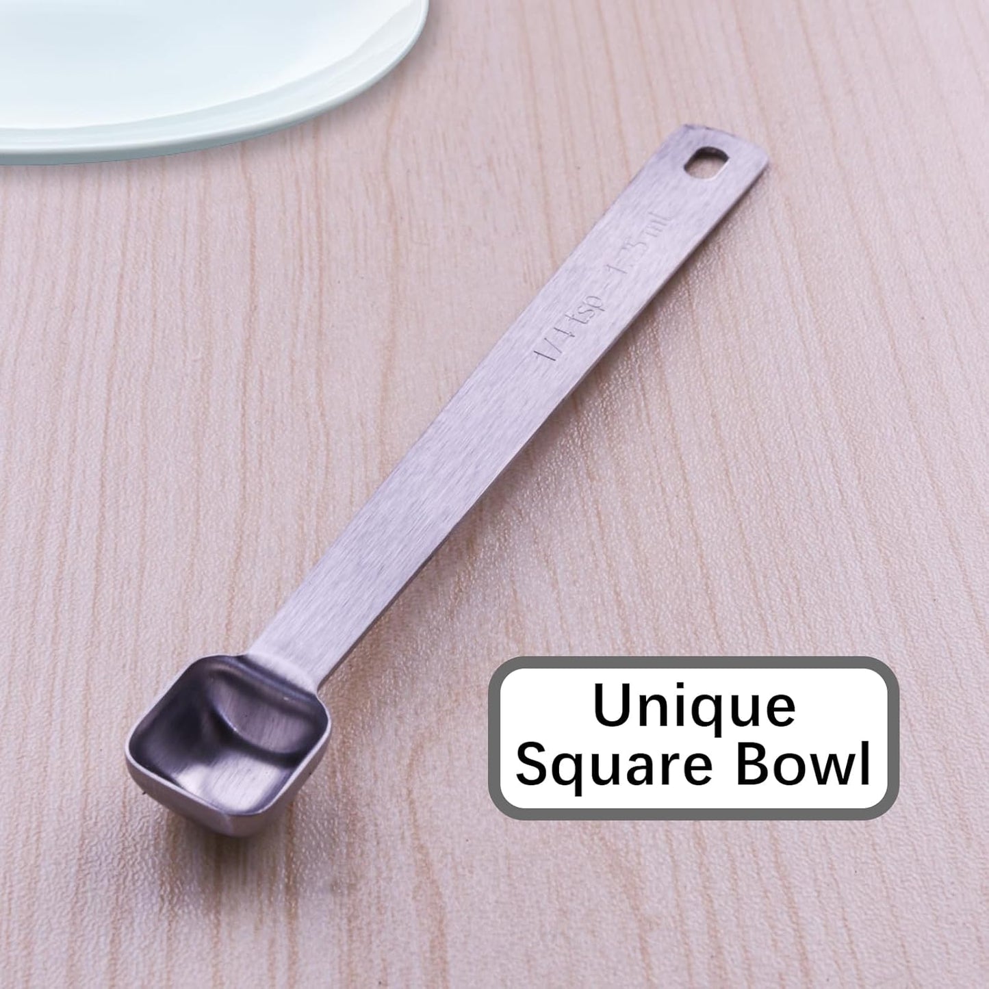 1PCS 1/4 Teaspoon(1/4tsp, 1/12tbsp, 1.25ml) Single Tiny Square Bowl Measuring Spoon, Small Individual Stainless Steel Measure Spoons Only