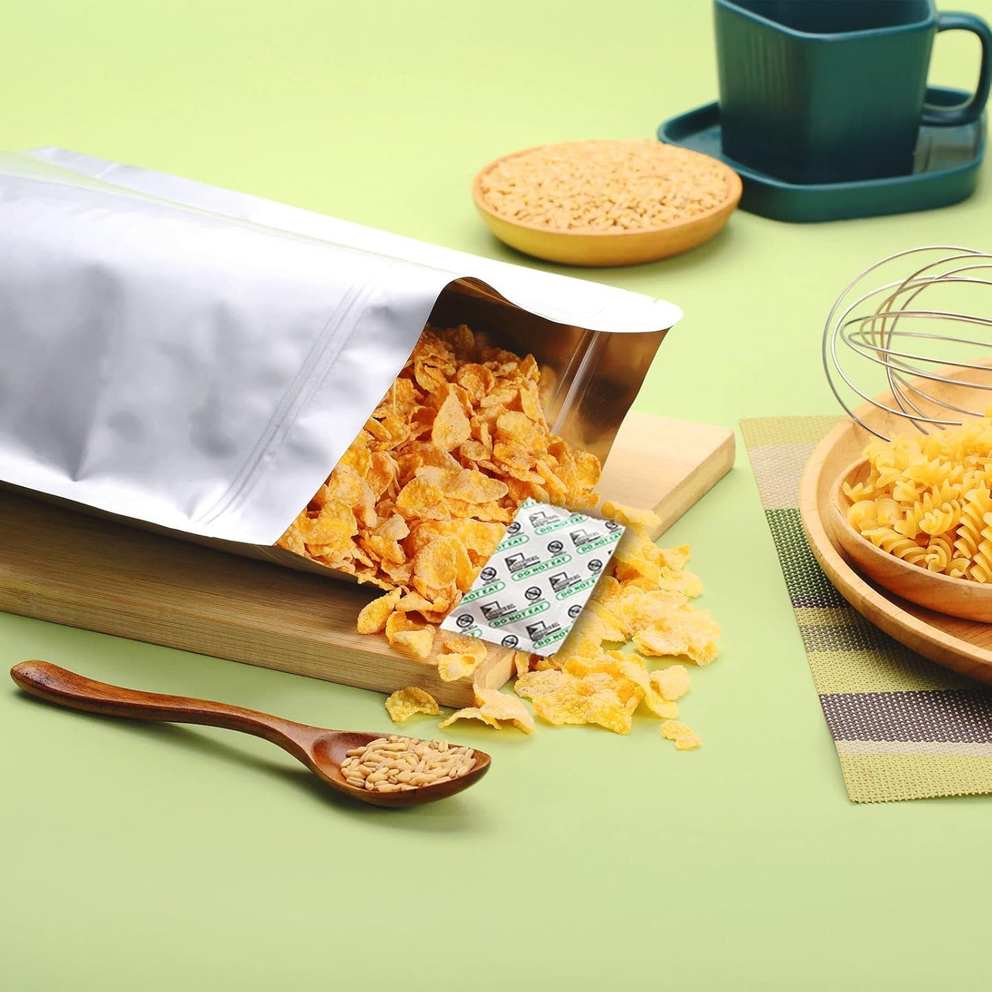 SHXWELL 50pcs 2 Quart Mylar Bags for Food Storage with Oxygen Absorbers 300CC (6 Packs of 10pcs) and Labels, 10 Mil 8"x12" Zipper Pouches Resealable and Heat Sealable for Long Term Food Storage