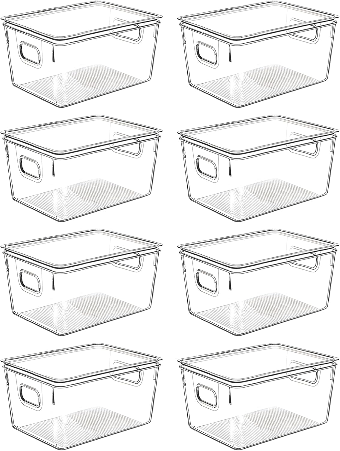 Clear Plastic Storage Bins with Lids, Perfect for Kitchen Organization or Pantry Organization and Storage, Stackable Fridge Organizer Bins, Storage Containers for Organizing, Cabinet Organizers