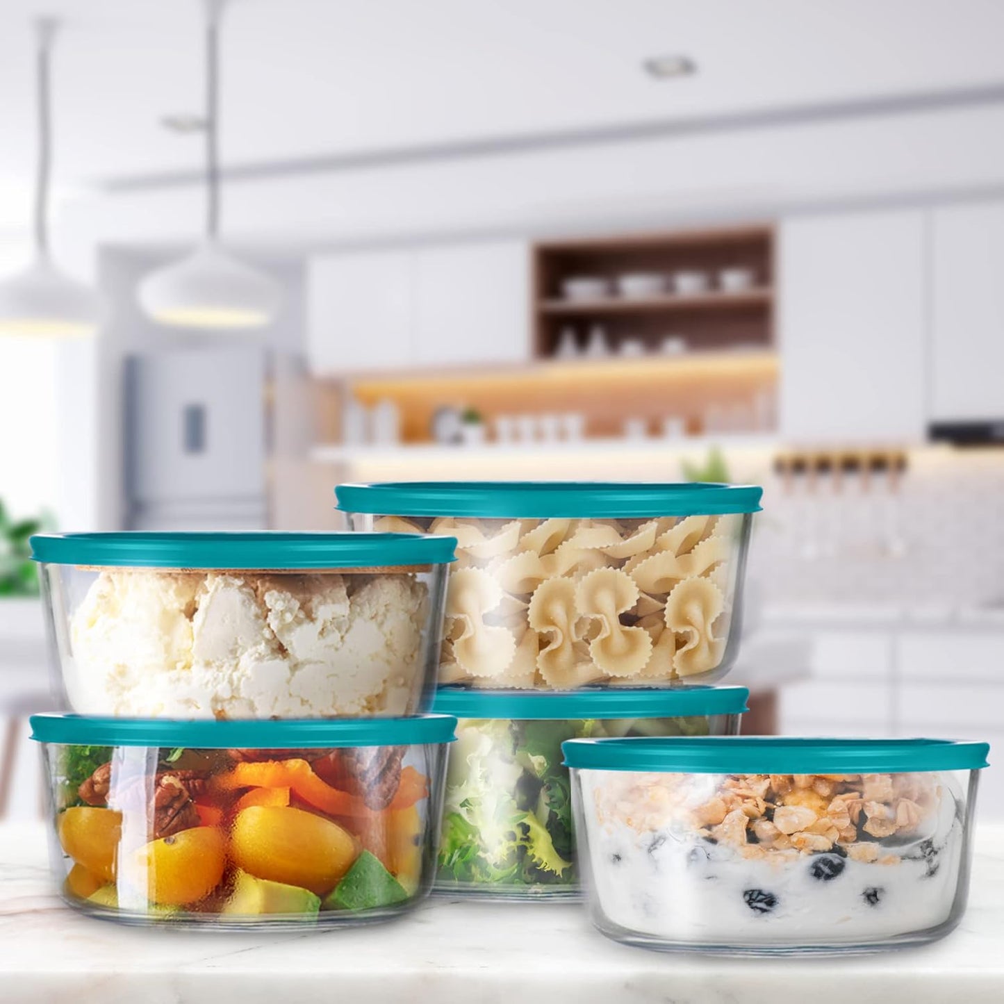 Glass Food Storage containers Bowls with BPA Free Airtight Lids for Meal Prep Leftovers Baking Lunch Boxes Dish (4 Cup - 4 Pack)
