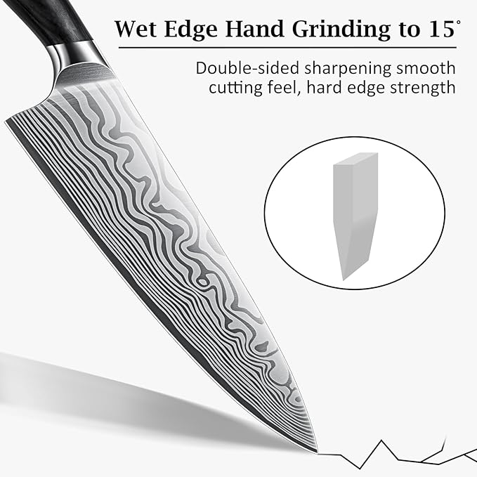 HOSHANHO 8 Inch Chef Knife, Ultra Sharp High Carbon Powder Steel Kitchen Knife, Professional Japanese Chef's Knife with Ergonomic Pakkawood Handle