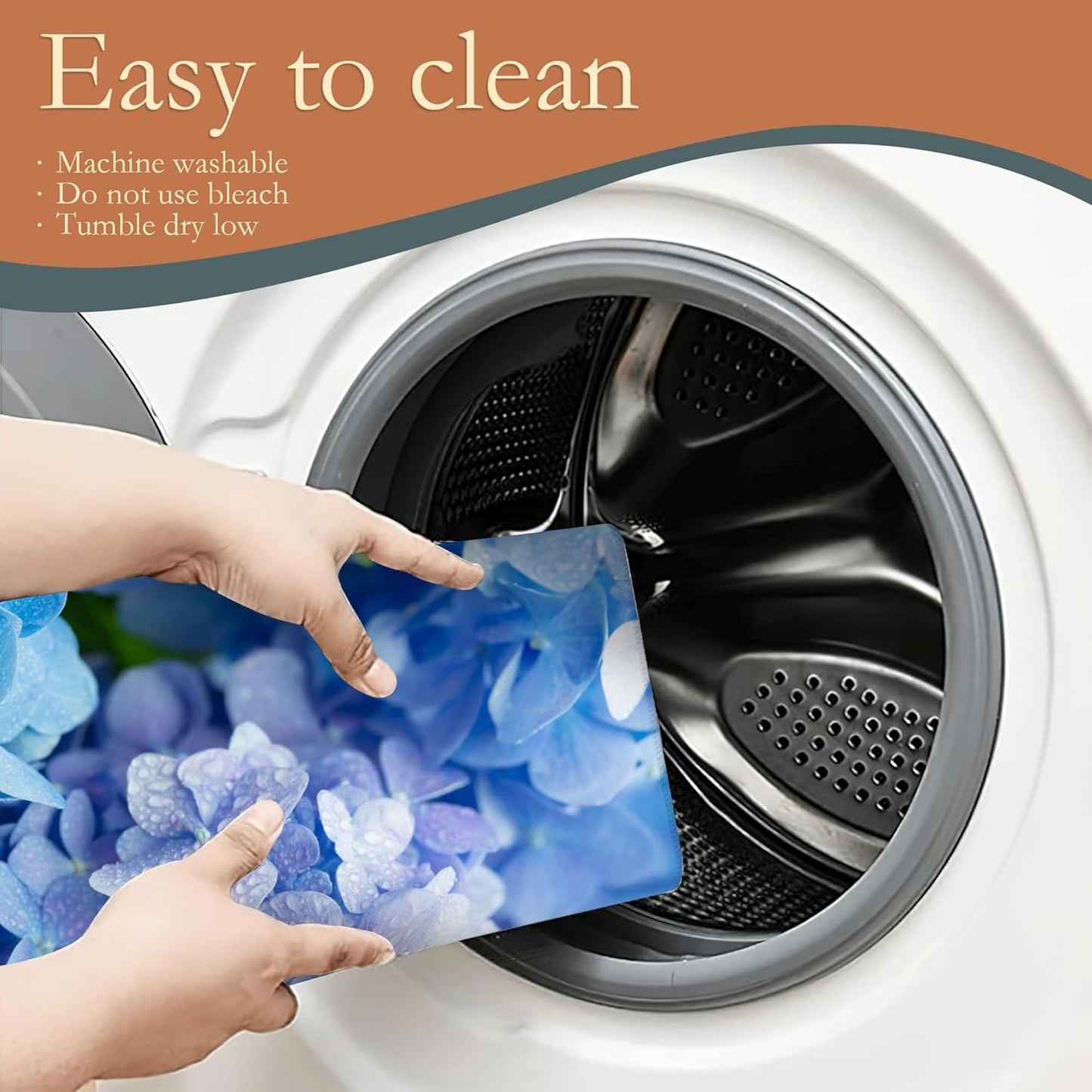 Blue Hydrangea Flower Dish Drying Mats 18x24 Inch, Dish Pad Drying Rack Mat for Kitchen Counter Ultra Absorbent Microfiber Dishware Coffee Maker Bar Countertop Decor