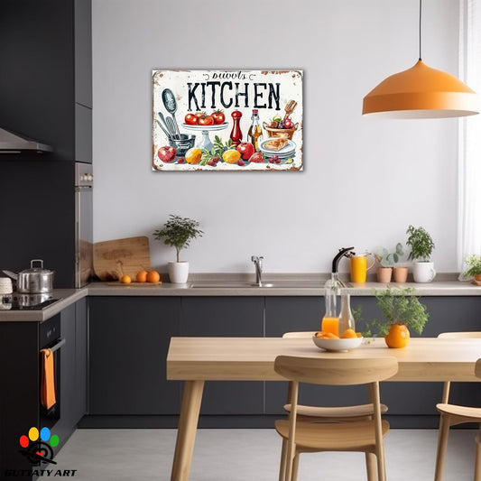GUTTATY Farmhouse Wall Art Rustic Kitchen Decor, Ready to Hang Kitchen Wall Print Various Fruits and Kitchen Utensil,Vintage Posters Prints for Dinning Room Home Kitchen Restaurant Painting 24×36 Inch