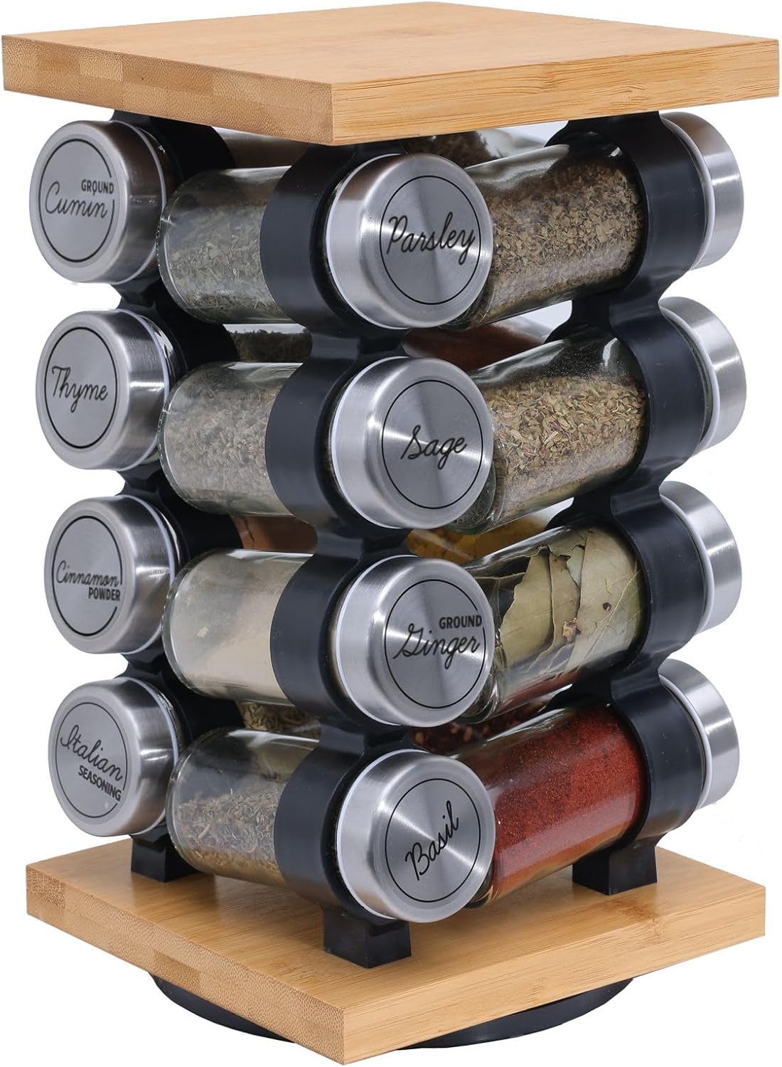 Orii 16-Jar Rotating Spice Rack with Spices Included – Pre-Filled Spice Racks with 5-Year Refill Program - Flavorful Spices