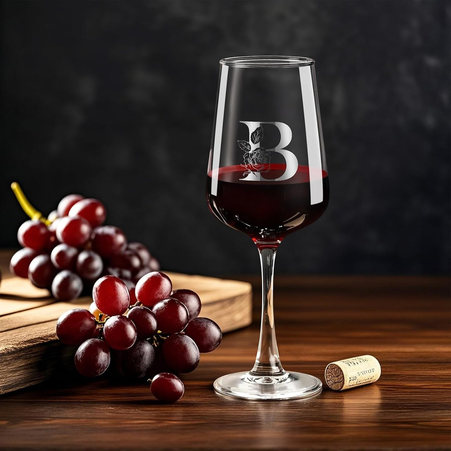 Personalized Wine Glass Gifts for Women - Monogrammed A-Z Wine Glasses Gift | Custom Christmas Gift, Valentines Day, Birthday Gifts for Women Her Mom Wife Best Friend Sister (B)