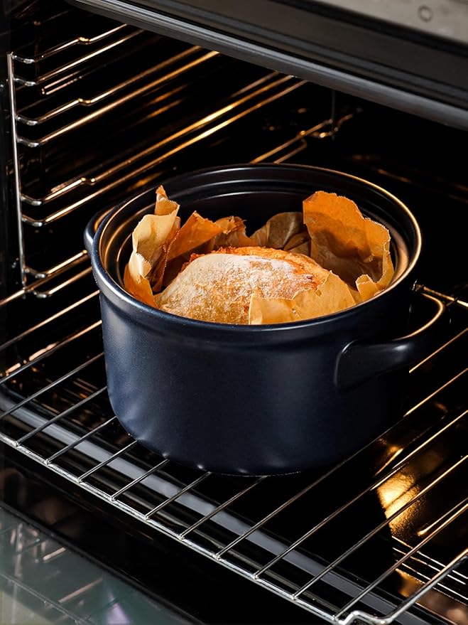 LE TAUCI 3 Quart Ceramic Dutch Oven - Lightweight, Non-Toxic, No Seasoning Needed- Oven, Microwave & Dishwasher Safe, Dutch Oven Pot with Lid for Sourdough, Soup & Stew, Midnight Blue