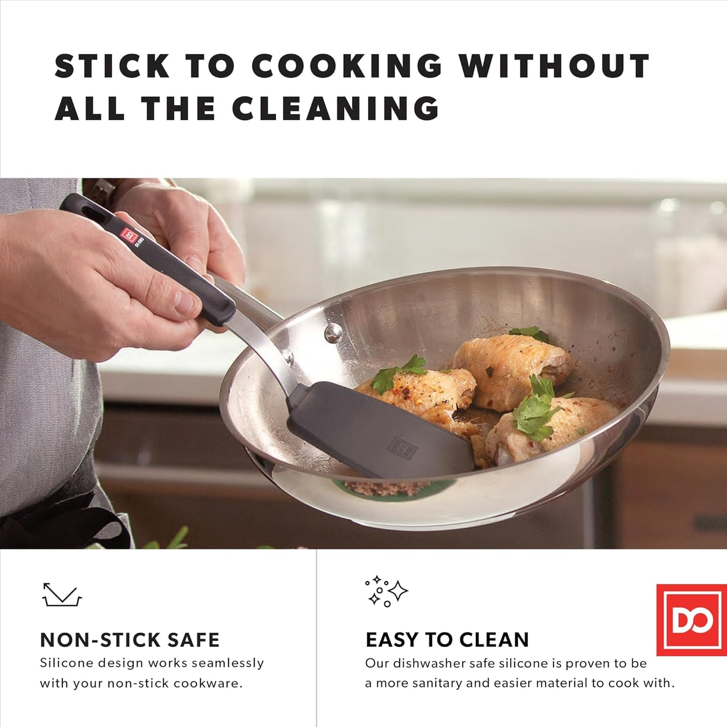 DI ORO Spatulas for Kitchen Use - Forever Warranty - 600°F Heat-Resistant Silicone - Turner Spatula Set for Cooking - BPA Free Wide Pancake Spatulas - Egg Flippers for Nonstick Cookware Safe (3pc)