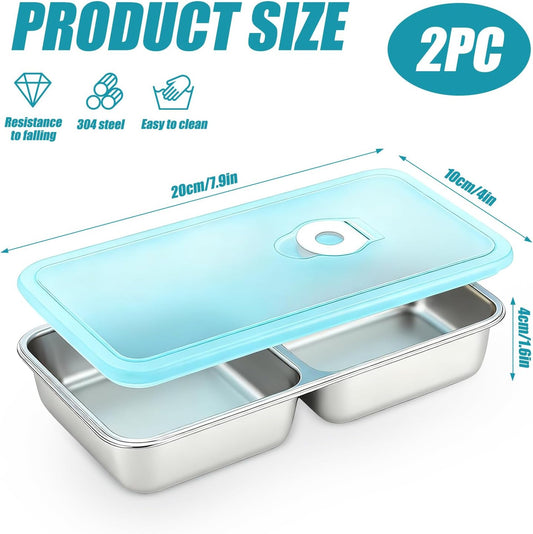 2 Pack Stainless Steel Snack Containers, Stainless Steel Snack Containers With Lids, Lunch Box Containers For Travel