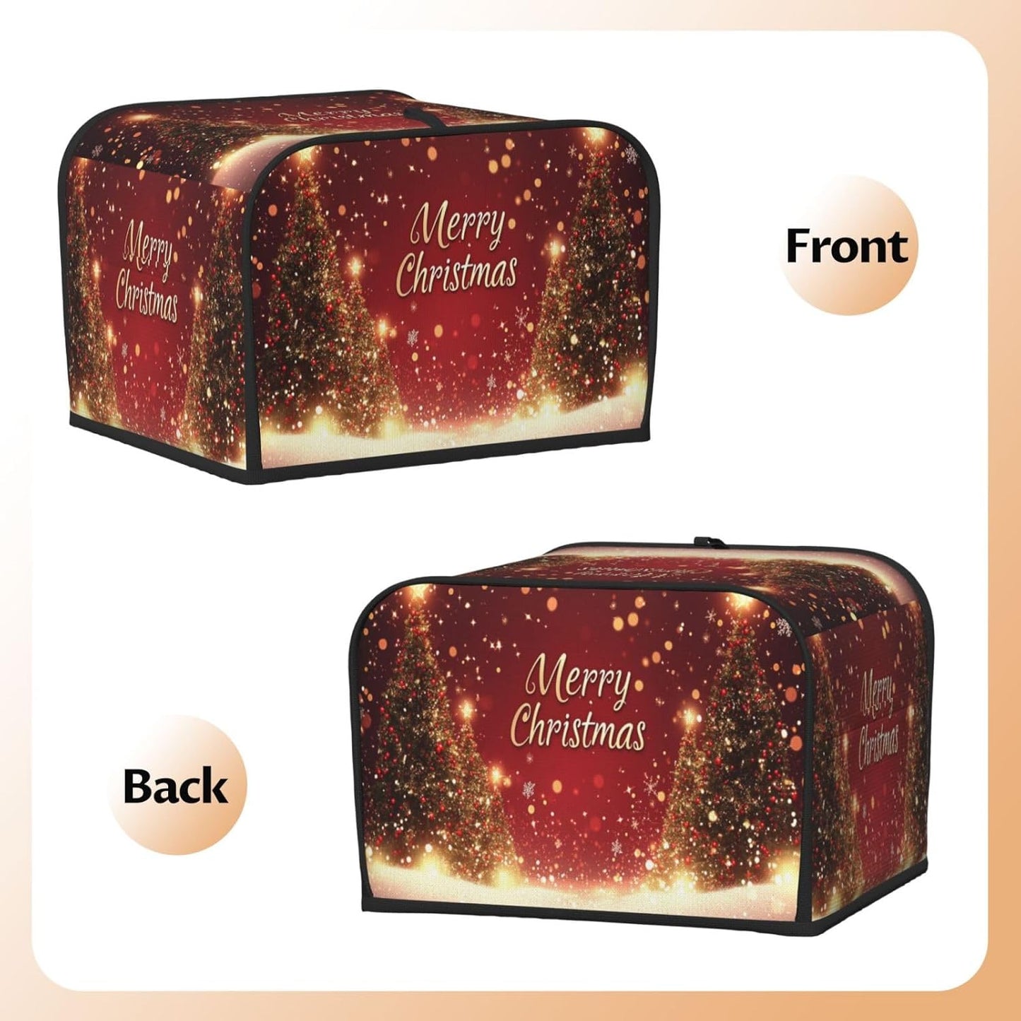 Toaster Cover 4 Slice Red Christmas Tree Snow Winter Kitchen Small Appliance Covers with Pockets Dust and Fingerprint Protection