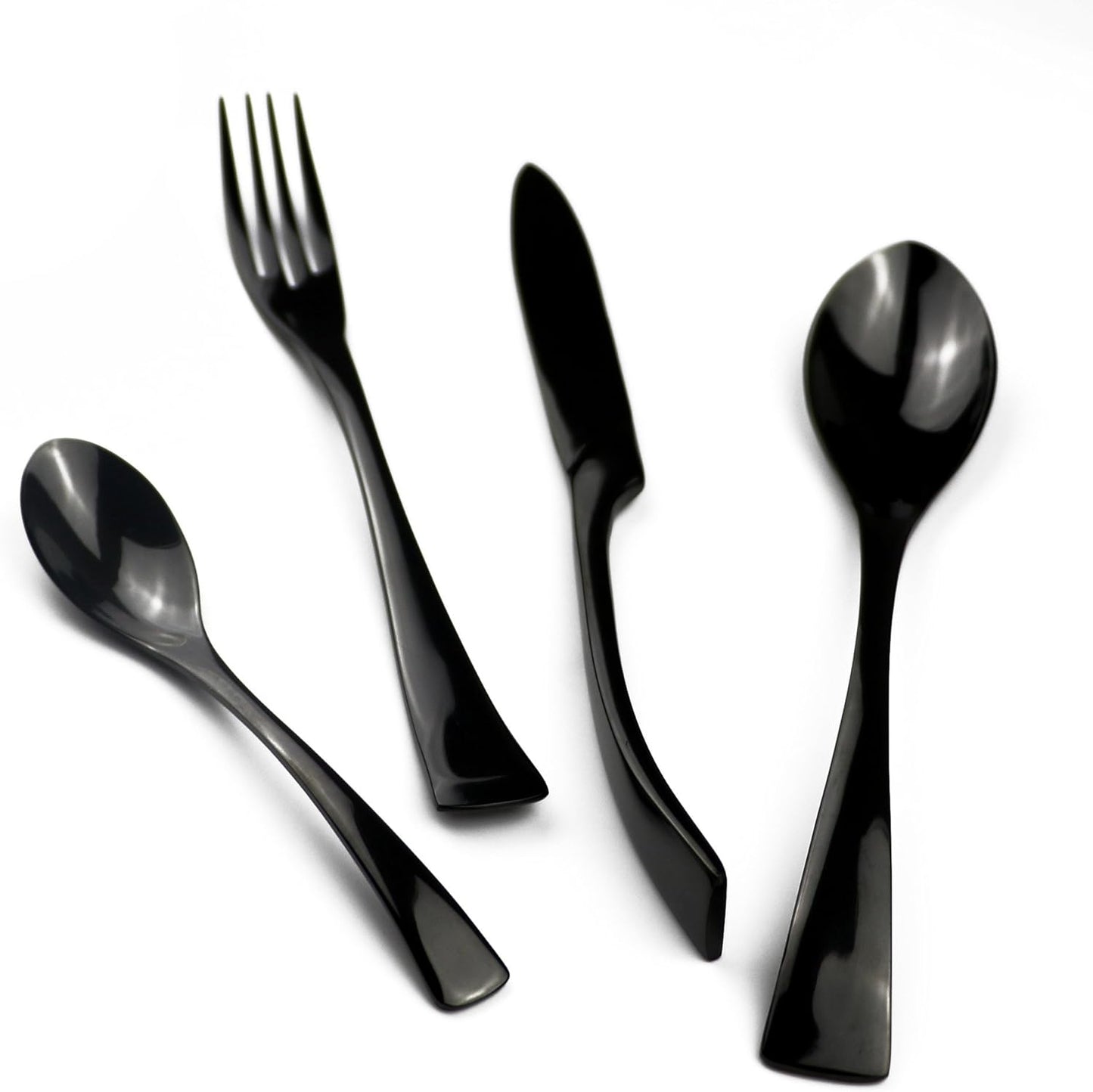 5-Piece 18/10 Stainless Steel Flatware Set Mirror Polishing Black, Serive for 1
