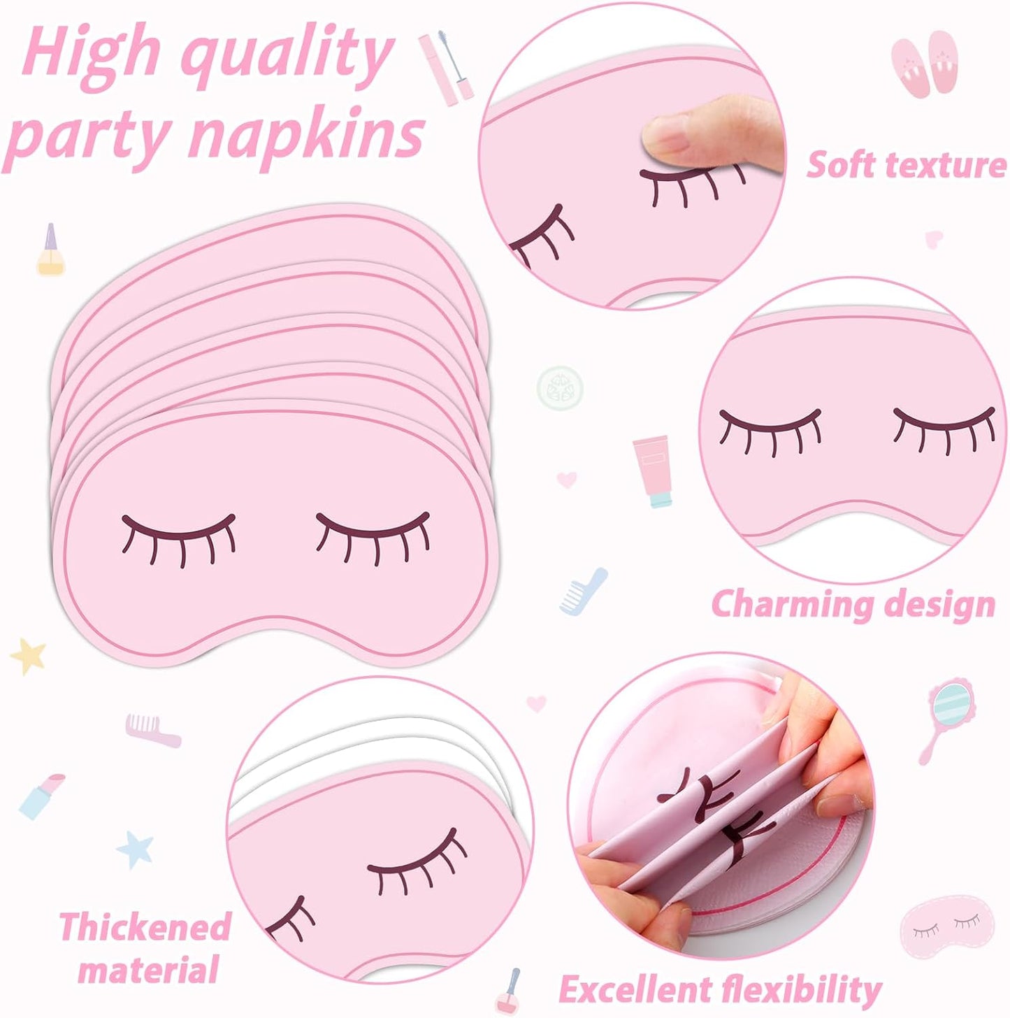 96Pcs Spa Party Decorations Spa Paper Plates Napkins Pink Sleepover Tableware Dinnerware Set Slumber Spa Party Supplies Dinner Dessert Plates for Girls Makeup Birthday Pajama Party Favors Table Decor