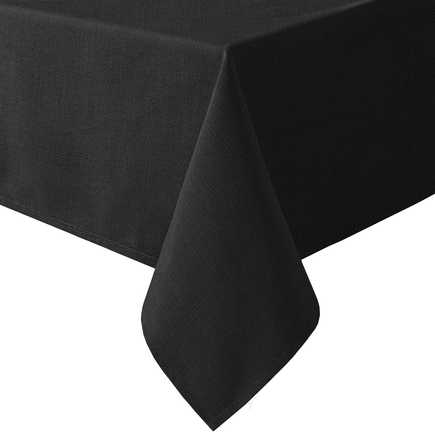 H.VERSAILTEX Linen Textured Table Cloths 54 x 70 Inch Premium Solid Tablecloth Spill-Proof Waterproof Table Cover for Dining Buffet Feature Extra Soft and Thick Fabric Wrinkle Free, Black