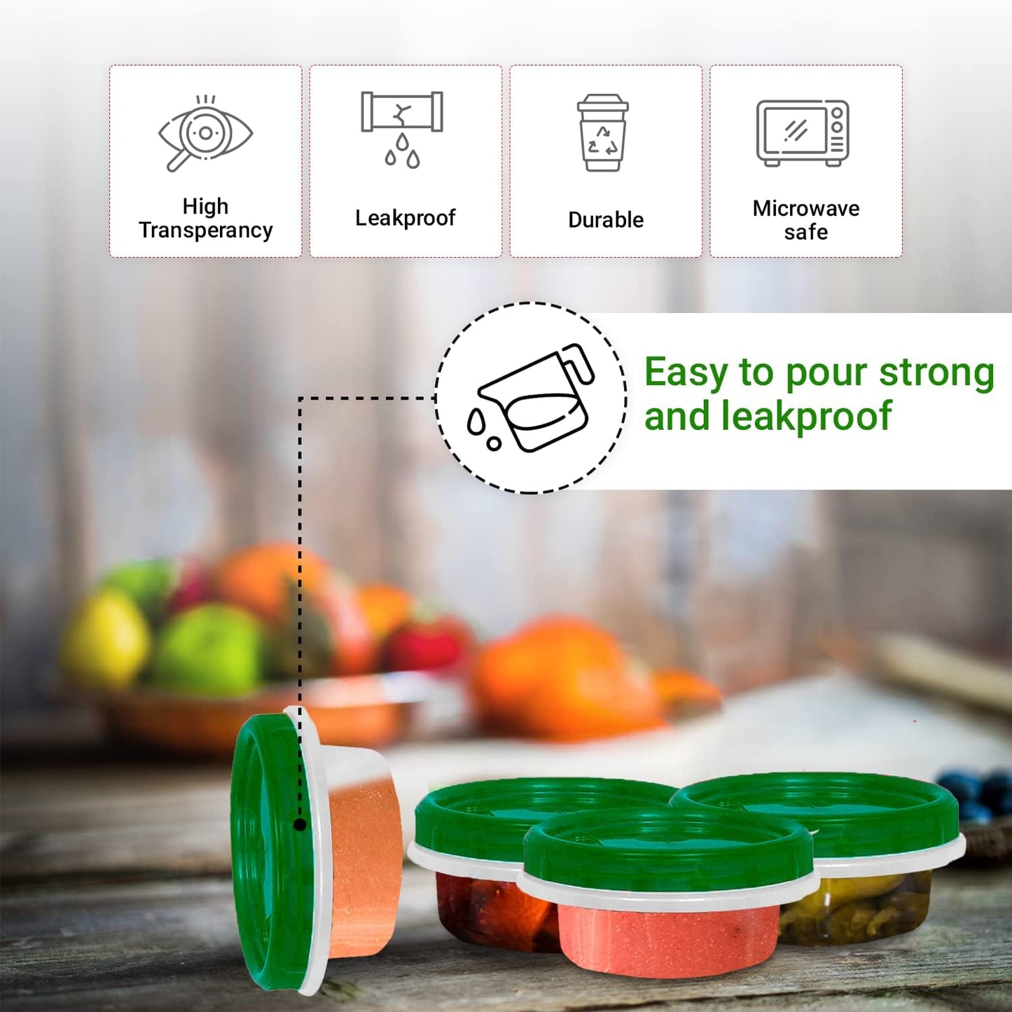 [Green - 12 Pk] Airtight Deli Containers with Lids Twist Lock Top Clear Food Storage for Meal Prep Snacks and Leftovers Freezer and Microwave Safe Stackable Leak-Resistant and 12 Pc. Set (8 Ounce)