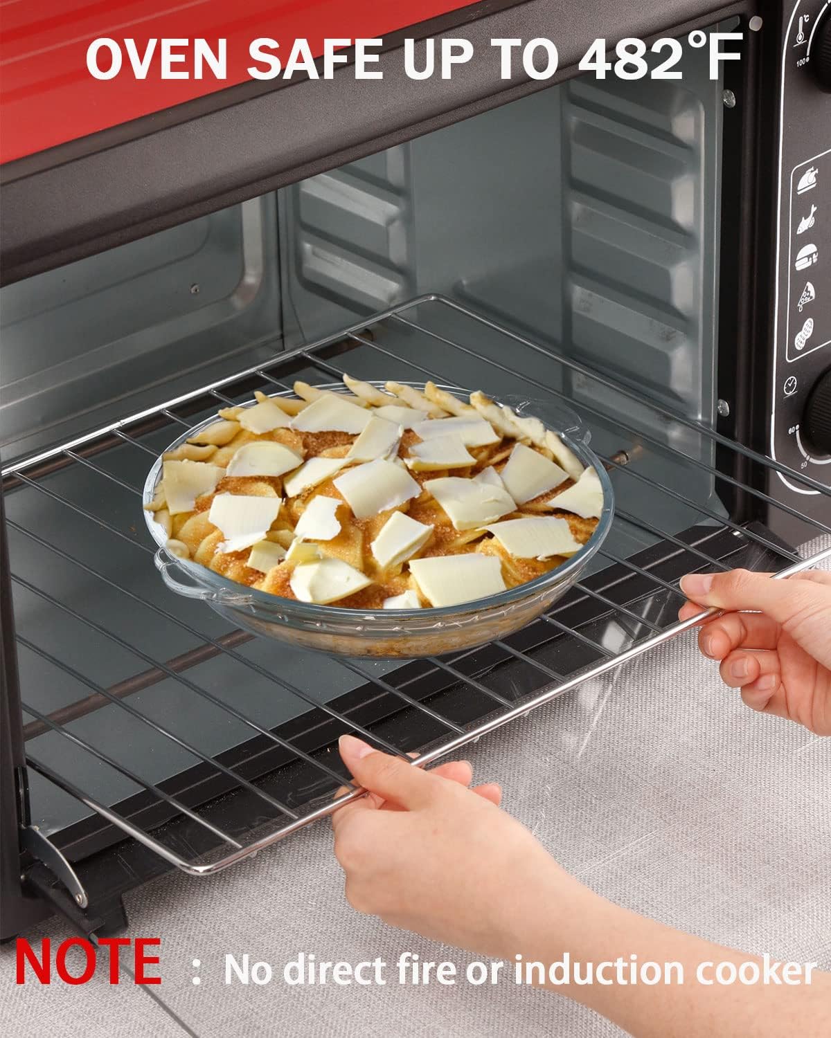 ZYER Small Pie Plate Easy Grab for 1~2, 18.8oz Glass Pie Pan with Handles, Pie Baking Pan, Glass Pie Dish for Baking, 7.5 Inch