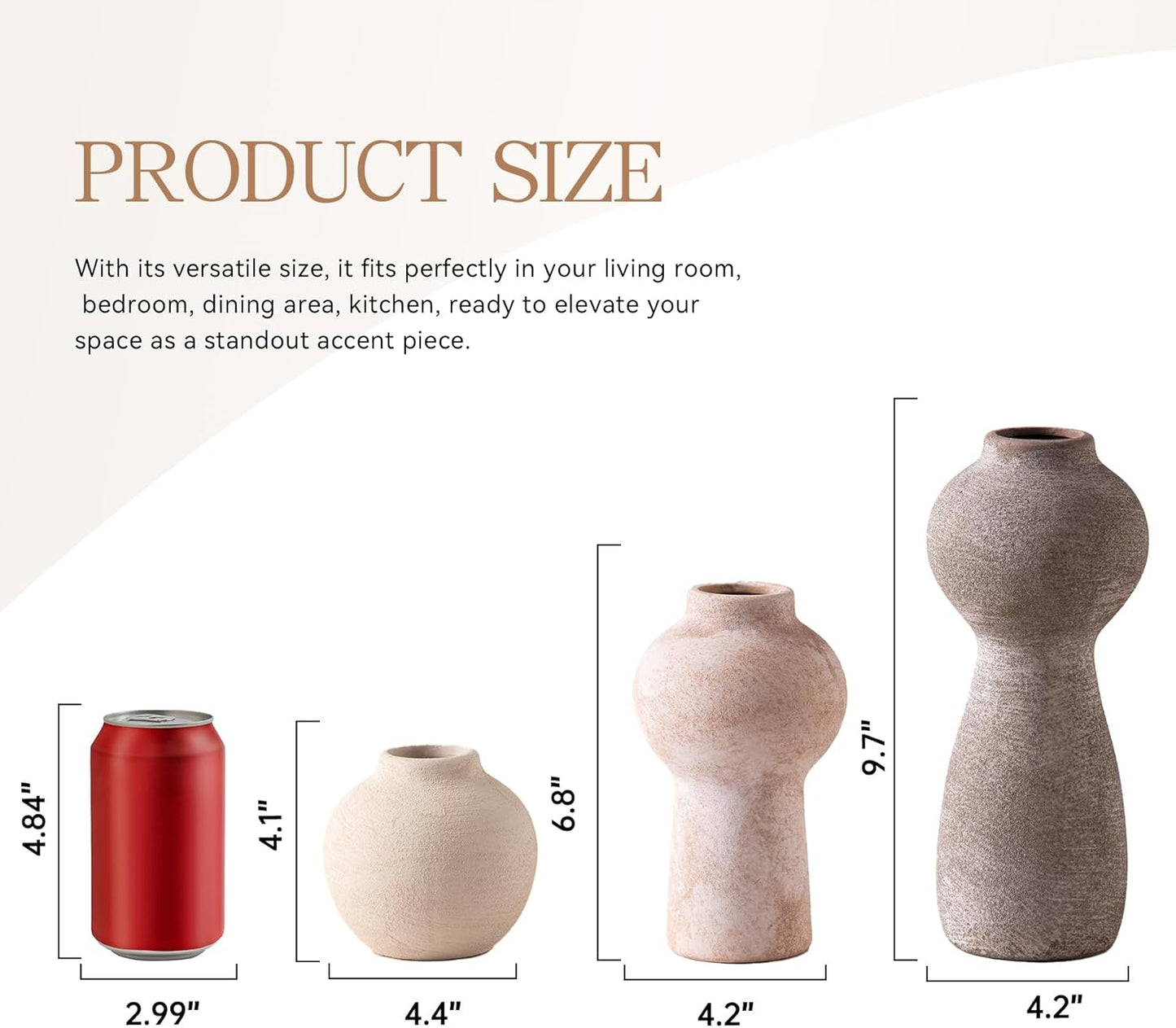 Ceramic Vase Home Table Decor - Flower Vase Set of 3 Living Room Kitchen Decorations Farmhouse Modern Rustic Vases Decorative Centerpiece for Shelf Bedroom Office Bathroom Dining Coffee Desk