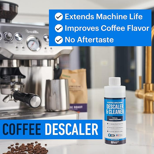 Essential Vales Descaling Solution (8 Uses) Coffee Machine Descaler Cleaner - Compatible with Breville Keurig Nespresso Delonghi - Liquid To Descale Coffee & Espresso Machines