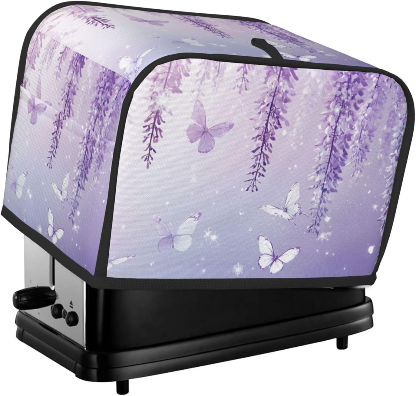 Toaster Cover 2 Slice Lavender Butterfly Light Purple Flower Kitchen Small Appliance Covers with Pockets Dust and Fingerprint Protection