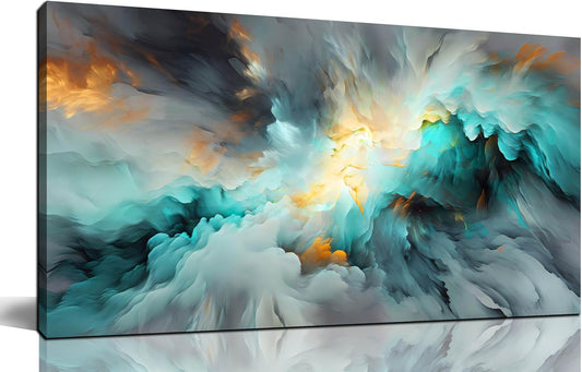 LAOTOART Abstract Posters Home Wall Decor for Living Room - Modern Teal Wall Art for Bedroom Office Decor Size 20" x 40"