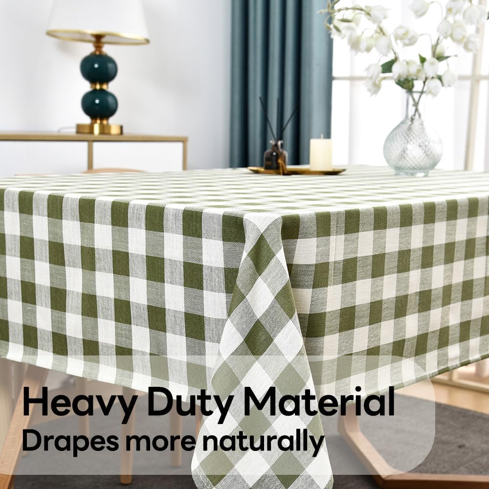 Gingham Tablecloth Rectangle Table Cloth Heavy Duty Cotton Checkered Table Cover for Spring Picnic Kitchen Dining(C-Sage Green, 52x86 inch)