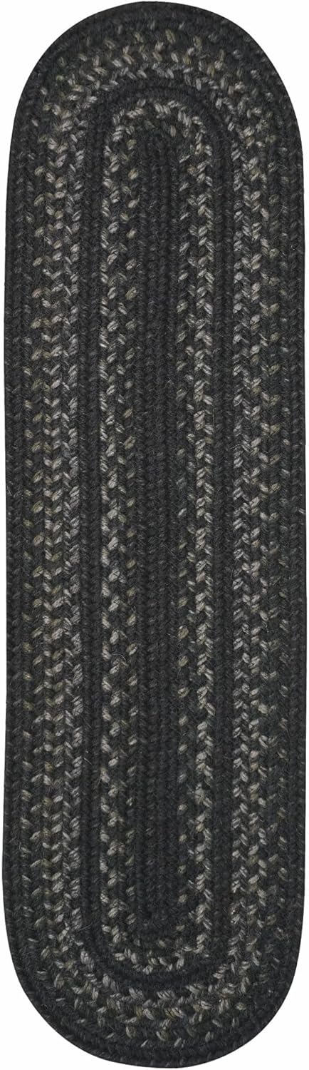 Homespice Jet Black Braided Oval Table Runner, Warm Primitive Decor,11x36 - Jute Dining Table Accessories - Rich Colors, Easy to Clean, Durable and Protects Furniture
