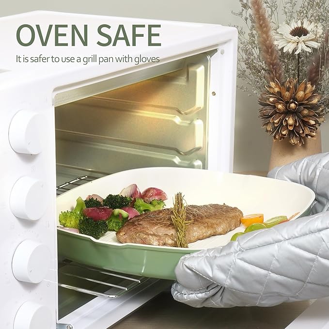 23pcs Ceramic Pots and Pans Set, Nonstick Detachable Handle Cookware, Induction Kitchen Cooking Set with Removable Handle,include Frying Pans & Saucepans Oven Safe(Green)