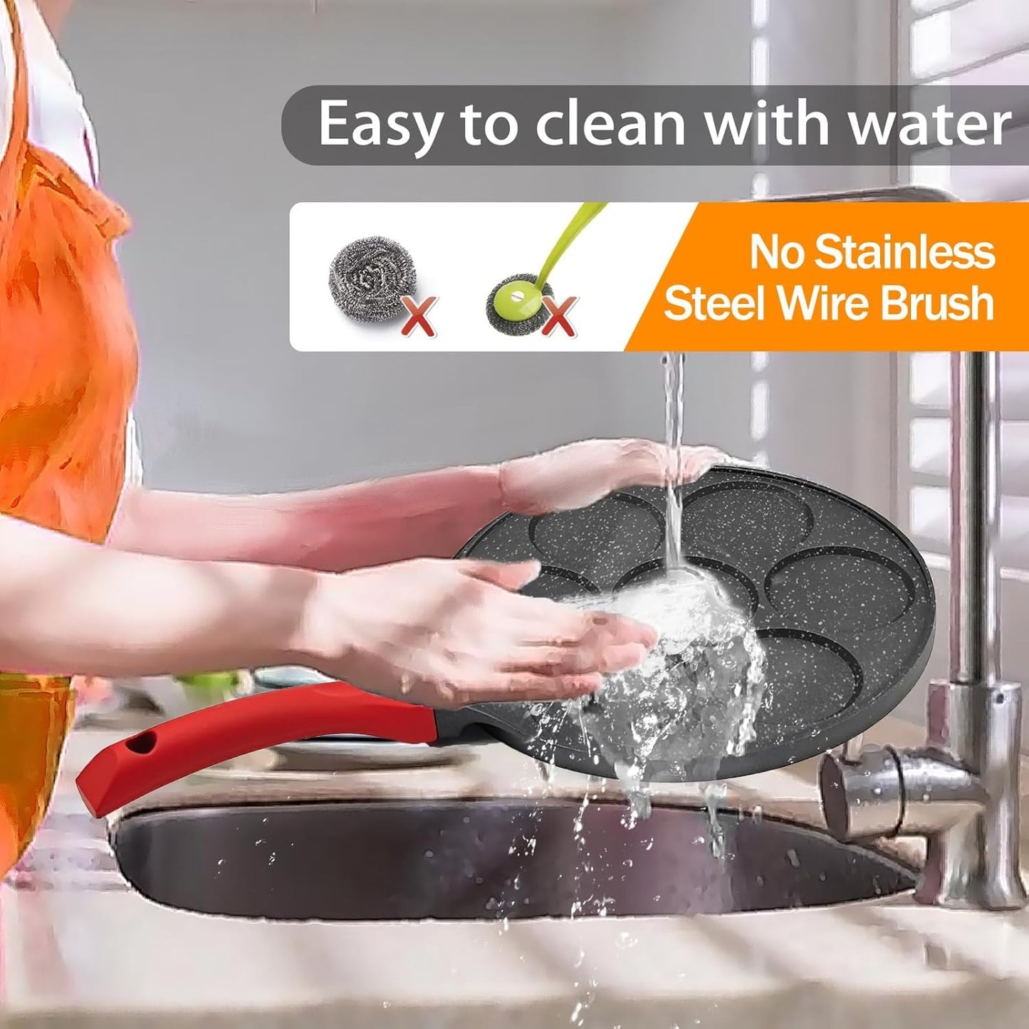 Egg Frying Pan, Pancake Maker, Egg Cooker Pan, Omelet Mini Pancake Pan, Nonstick 7 Egg Skillet Silver Dollar Pancake Pan Egg Maker