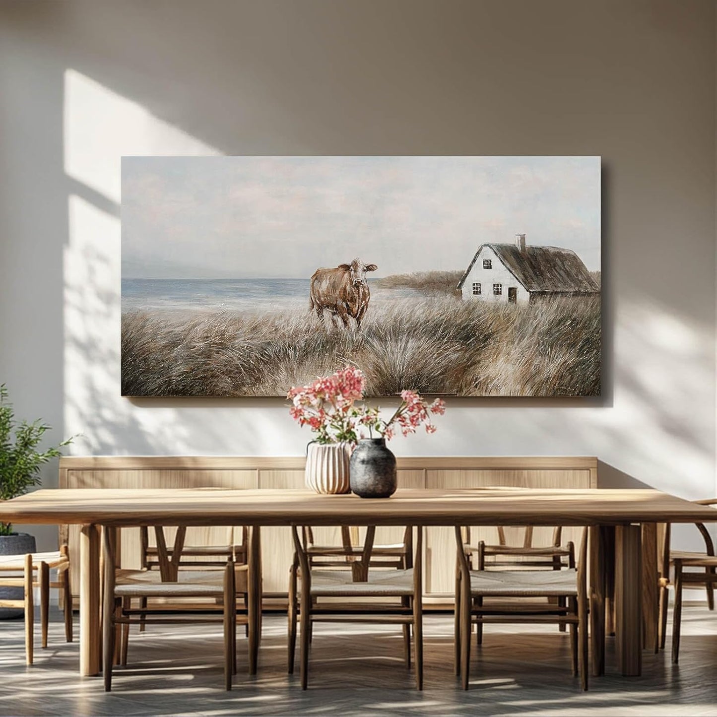 CHUDANHAO Farmhouse Wall Art Living Room Large Wall Decor Art for Women Office Wall Pictures Brown Wall Art Canvas Paintings 29"x58"