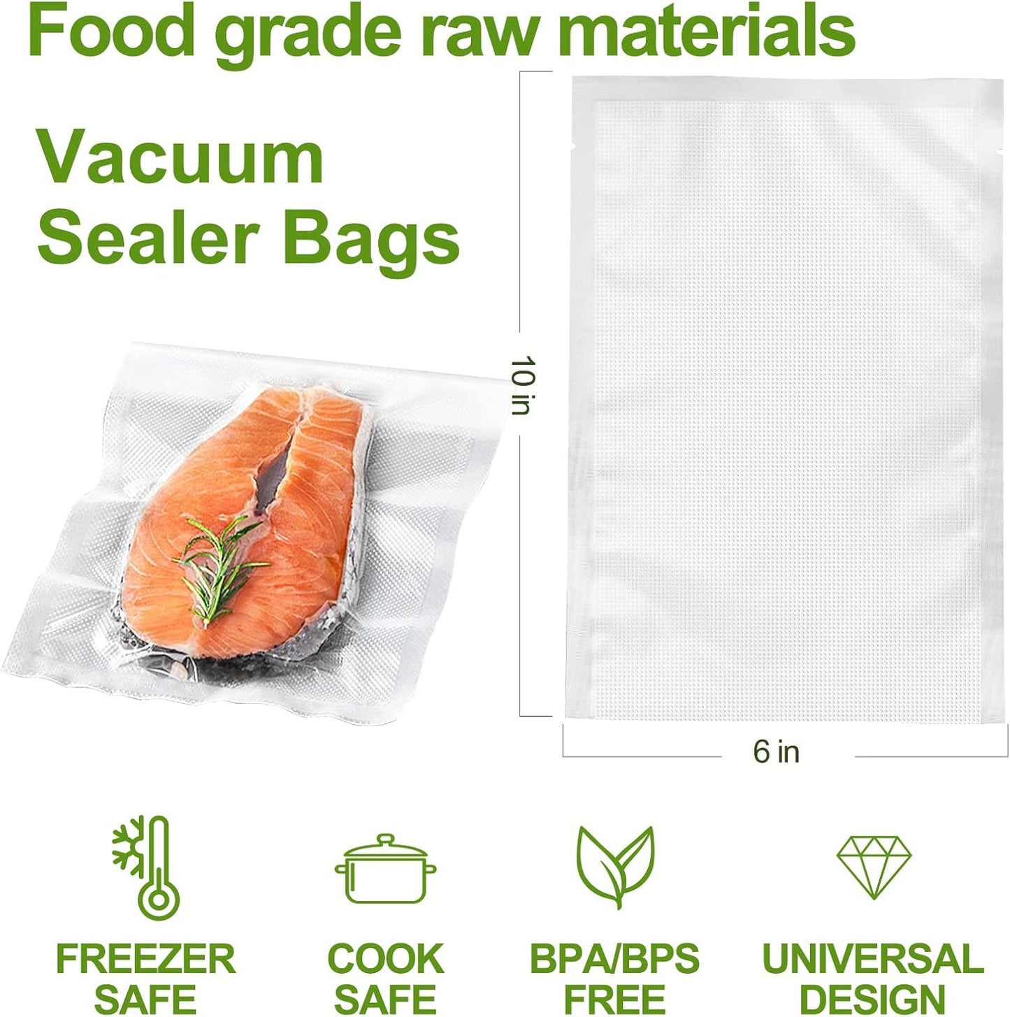 W&Y W&Y 100 Single-Ply Vacuum Sealer Bags (6"x10" Quart) – Pre-Separated, Commercial Grade, BPA Free for Food Storage, Sous Vide & Meal Prep – 1 Pack (100 Count)