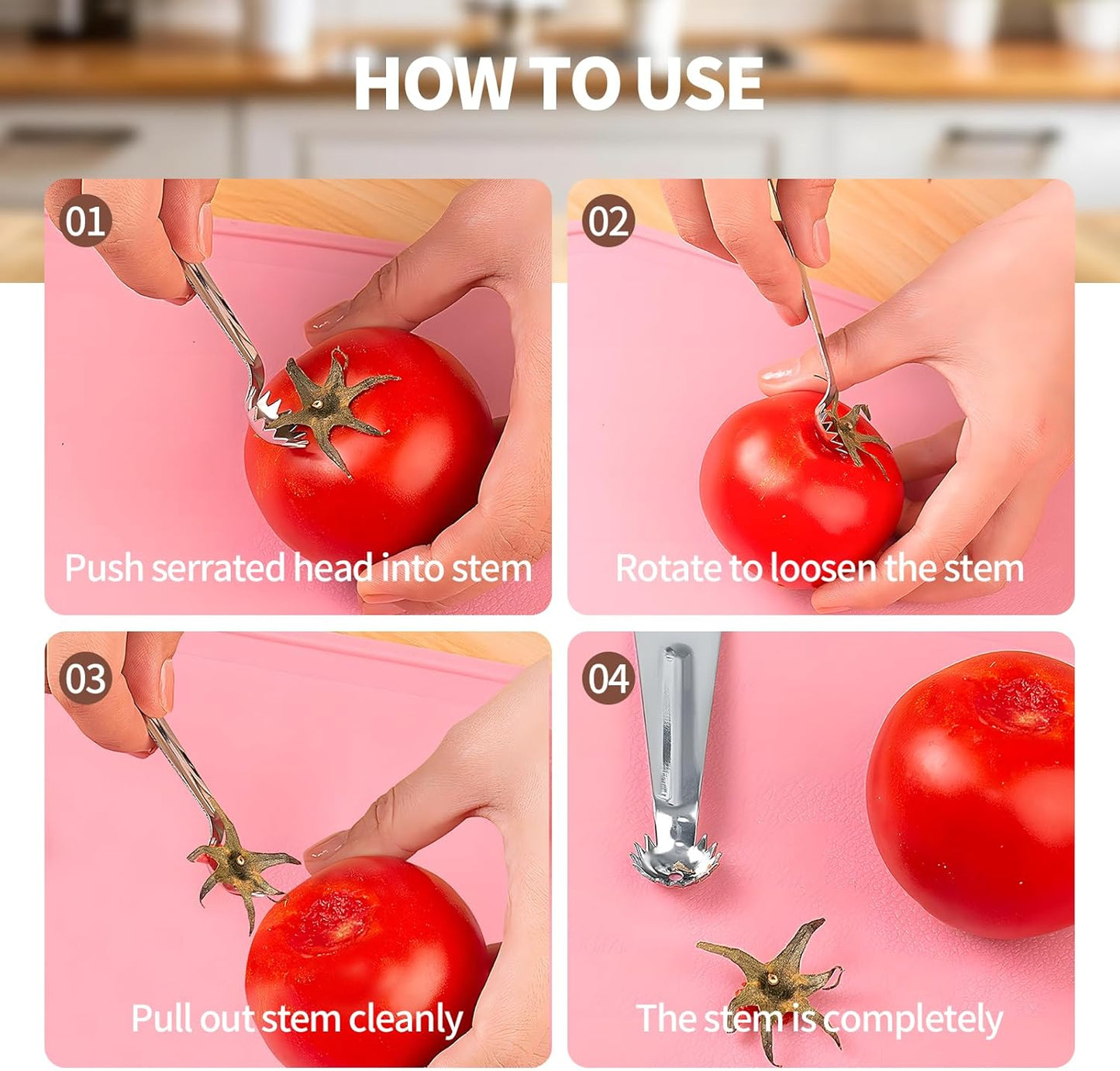 6 PCS Tomato Corer Strawberry Huller Tool,Strawberry Stem Remover,Stainless Steel Fruit Stem Remover for Tomato,Vegetable and Fruit Corers,Perfect for Kitchen
