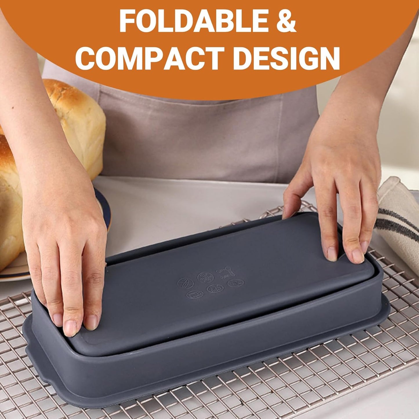 Bread Loaf Pan, New Upgrade Silicone Non-Stick Bakeware, Larger and Thicker, Foldable Bread Toast Box Mold with Lid, Baking Pans for Cakes, Brownies
