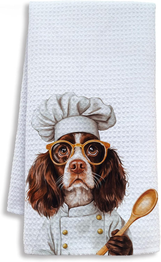 Funny English Springer Spaniel Dog Kitchen Towels, English Springer Spaniel Gifts for Women Dish Tea Towels for Kitchen, Dog Lovers Mom Dad Owner Gifts Decorative Hand Towels, 16x24 Inch