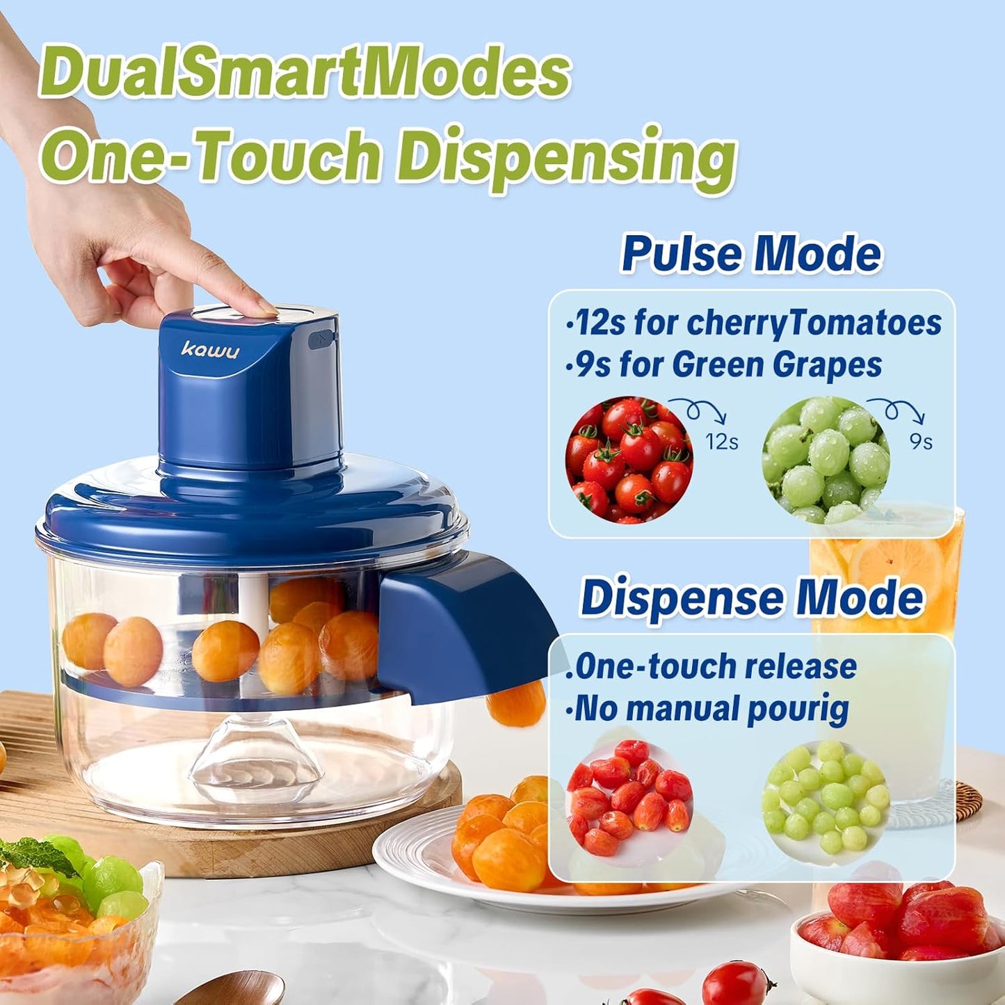 Kawu Electric Grape Peeling Machine, Portable Automatic Garlic Peeler Machine with 5 Blades, USB Rechargeable, Smart Fruit Machine Remover Tool for Small Fruits, Effortless Peeling for Home Kitchen