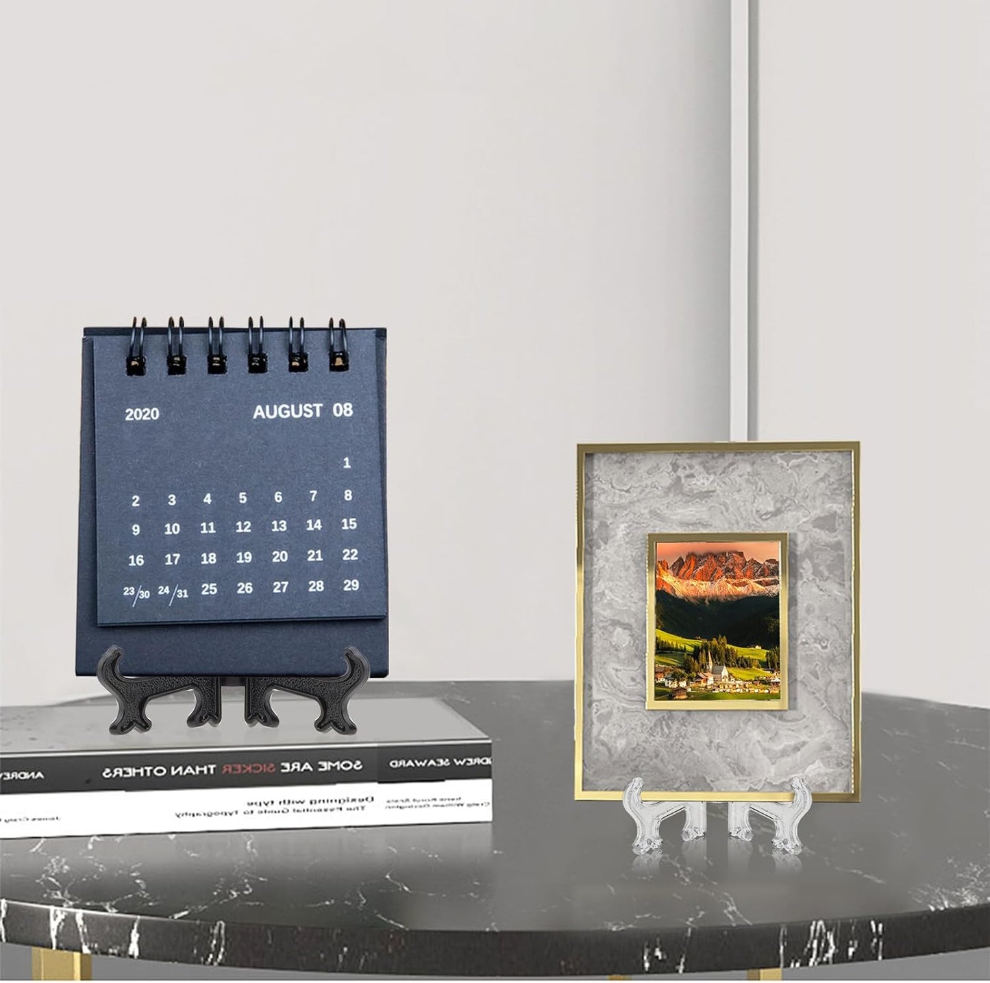 6 Inch Acrylic Display Stand 2pcs Clear Plate Holder Easel for Decorative Plates Artwork Photos Table Cards Wedding Centerpiece Home Decor Foldable Stand