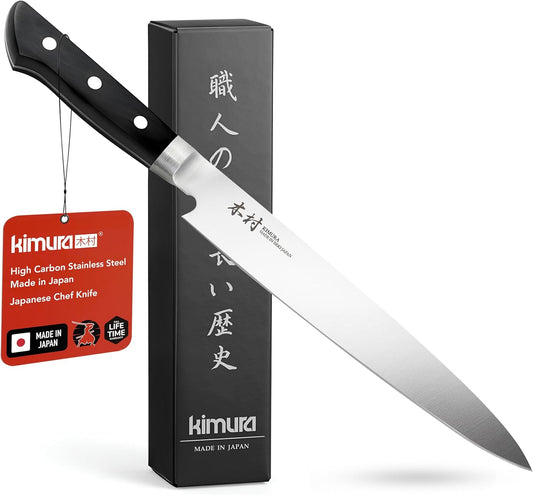 Kimura Sushi Knife, [Made in Japan], 8 inch Professional Chef Knife, Ultra Sharp High Carbon Molybdenum Stainless Steel Kitchen Knives, Chefs Knives with Ergonomic Handle - Japanese Sashimi