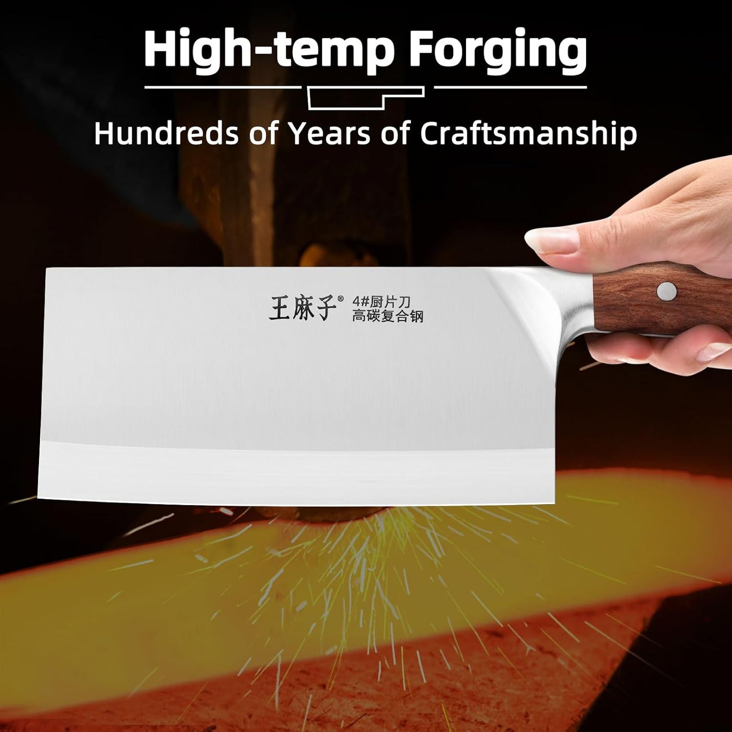 Chef Knife Chinese Cleaver Knife German Stainless Steel Kitchen Knife Ergonomic Comfortable Handle Non-stick Razor-sharp Blade Over 300 Years of Brand(7inch, Silver Black)