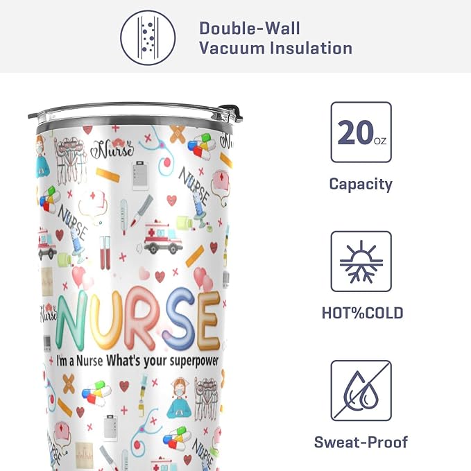 JUDIAN Nurse Tumblers - 20oz Coffee Travel Mug Gifts for Women