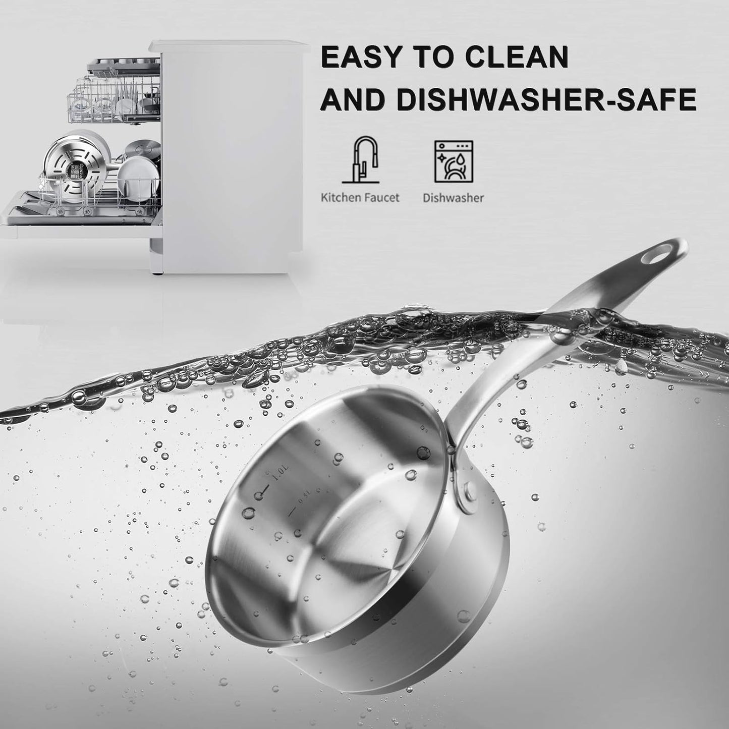 Duxtop Professional Stainless Steel Sauce Pan with Lid, Kitchen Cookware, Induction Pot with Impact-bonded Base Technology, 1.6 Quart