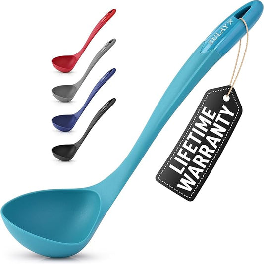 Zulay Kitchen Soup Ladle – Ergonomic, Heat-Resistant & Versatile for Serving Soup, Chili, Gravy & More - Sky Blue