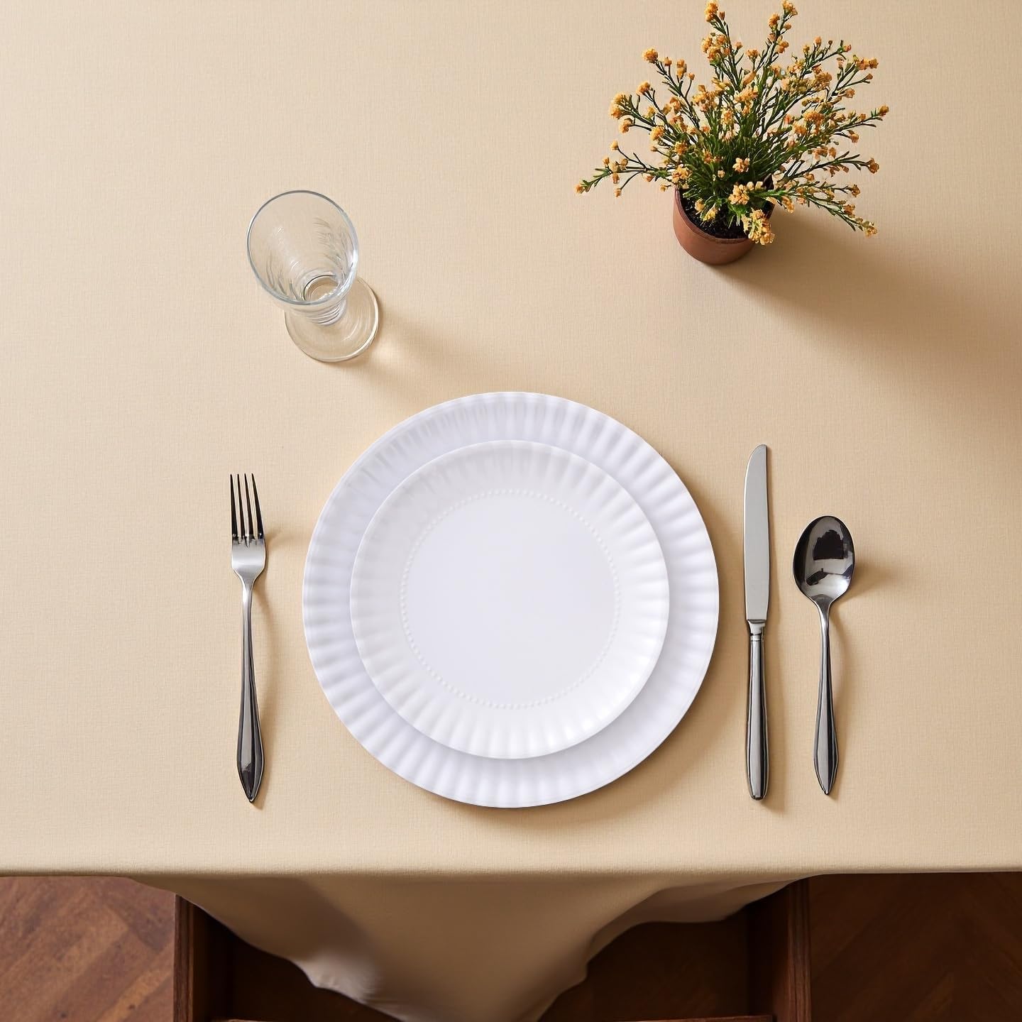 TP 8-Piece Melamine Plates Set, 10.5" & 8" Lightweight Reusable Dinner Plates for Picnic, Party & Outdoor Dining, Unbreakable Dishwasher Safe Tableware, White