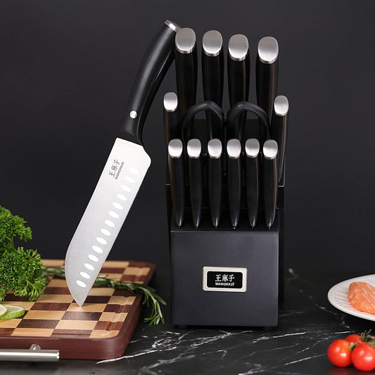 Premium Chef Knife Set,High Carbon Stainless Steel Ergonomic Rivet Handle,Sharp Knife Set for Kitchen,Hundreds of Years of Masterful Craftsmanship(Black,15PCS)