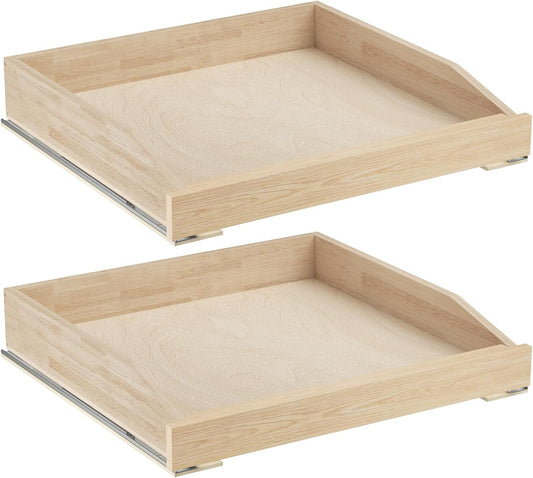 ROOMTEC Pull Out Cabinet Organizer with Soft Close, 22-1/2" W x 21" D, Pull Out Cabinet Drawer for Kitchen cabinets, Pull Out Cabinet Shelf, Finished, Bottom Assembly, 2PCS