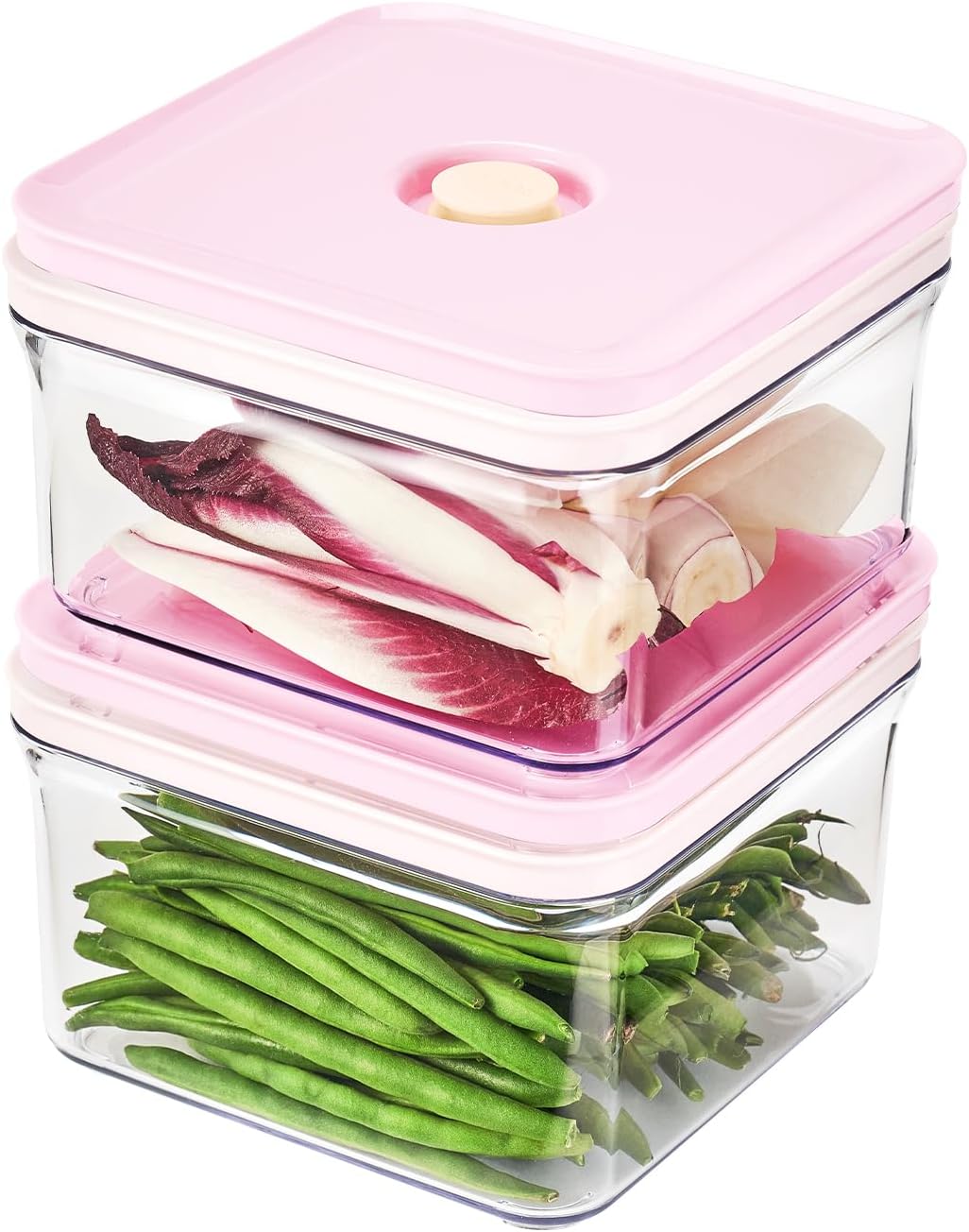 VAKUEN Premium Airtight Food Storage Containers ROSE Square 1.48qt 2P/SET, Patented Double Silicone Lining, 100% Leak Proof, BPA-FREE